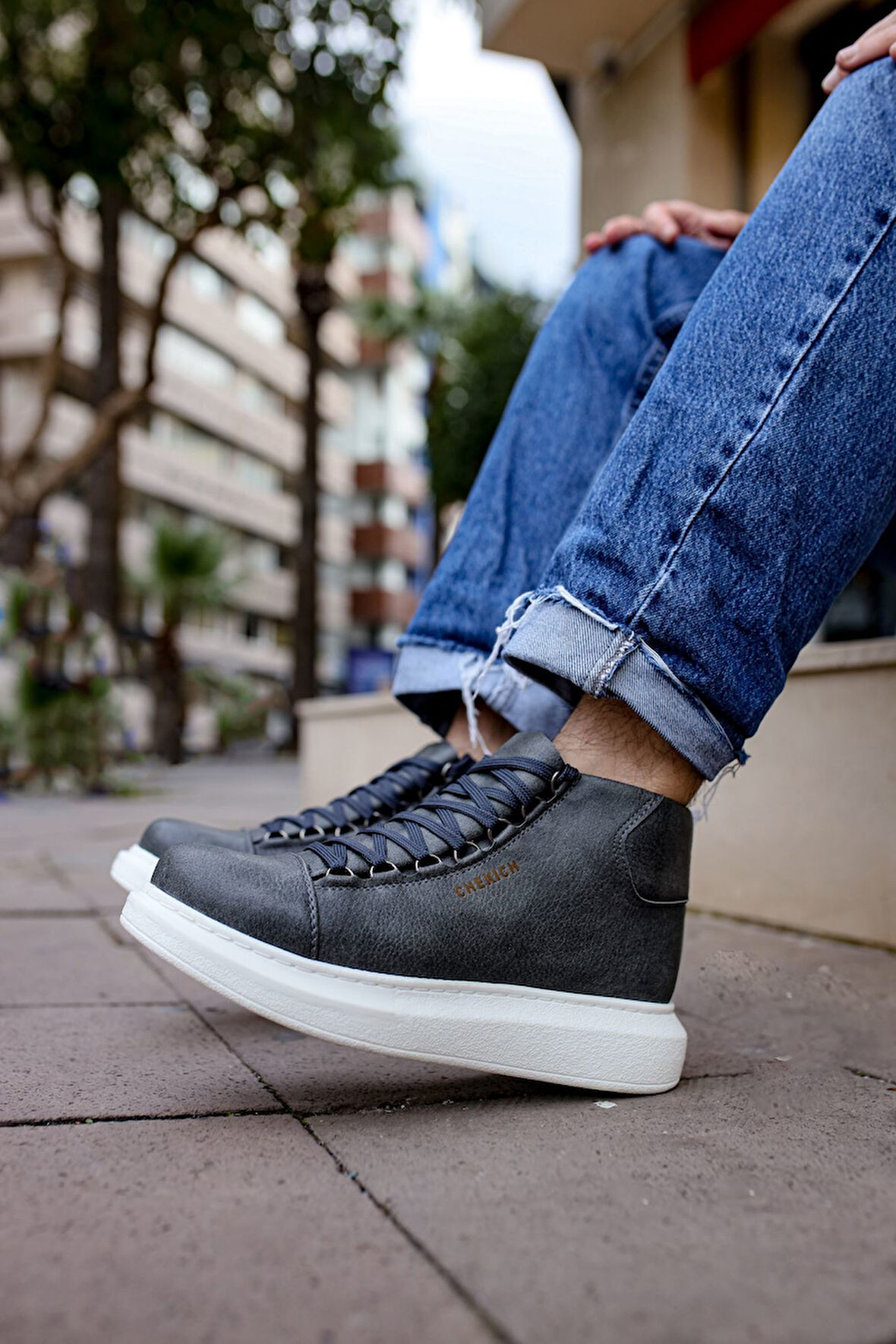 J258 Roma Bağcıklı Ortopedik Taban Günlük Cilt Erkek Spor Postal Bot CBT Antrasit