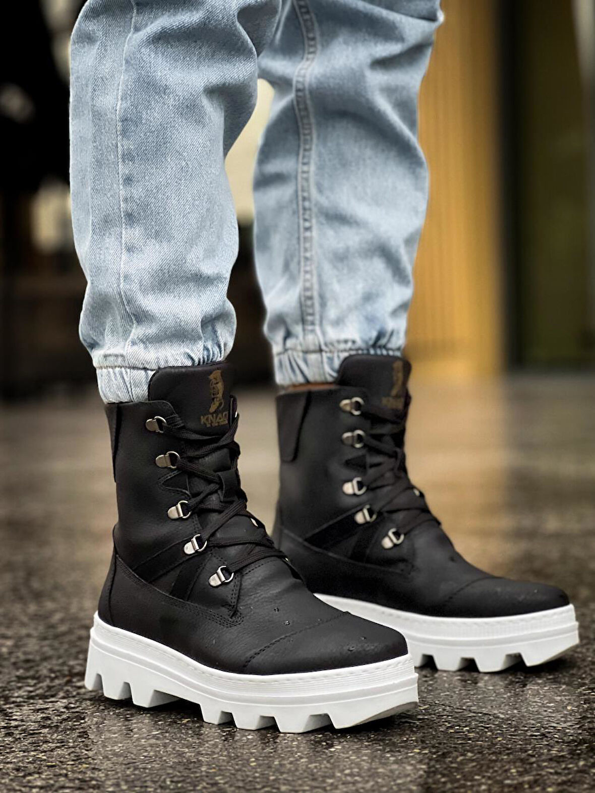 J-B14 Bağcıklı Ortopedik Taban Suya ve Soğuğa Dayanıklı Günlük Kışlık Erkek Spor Bot BT Siyah