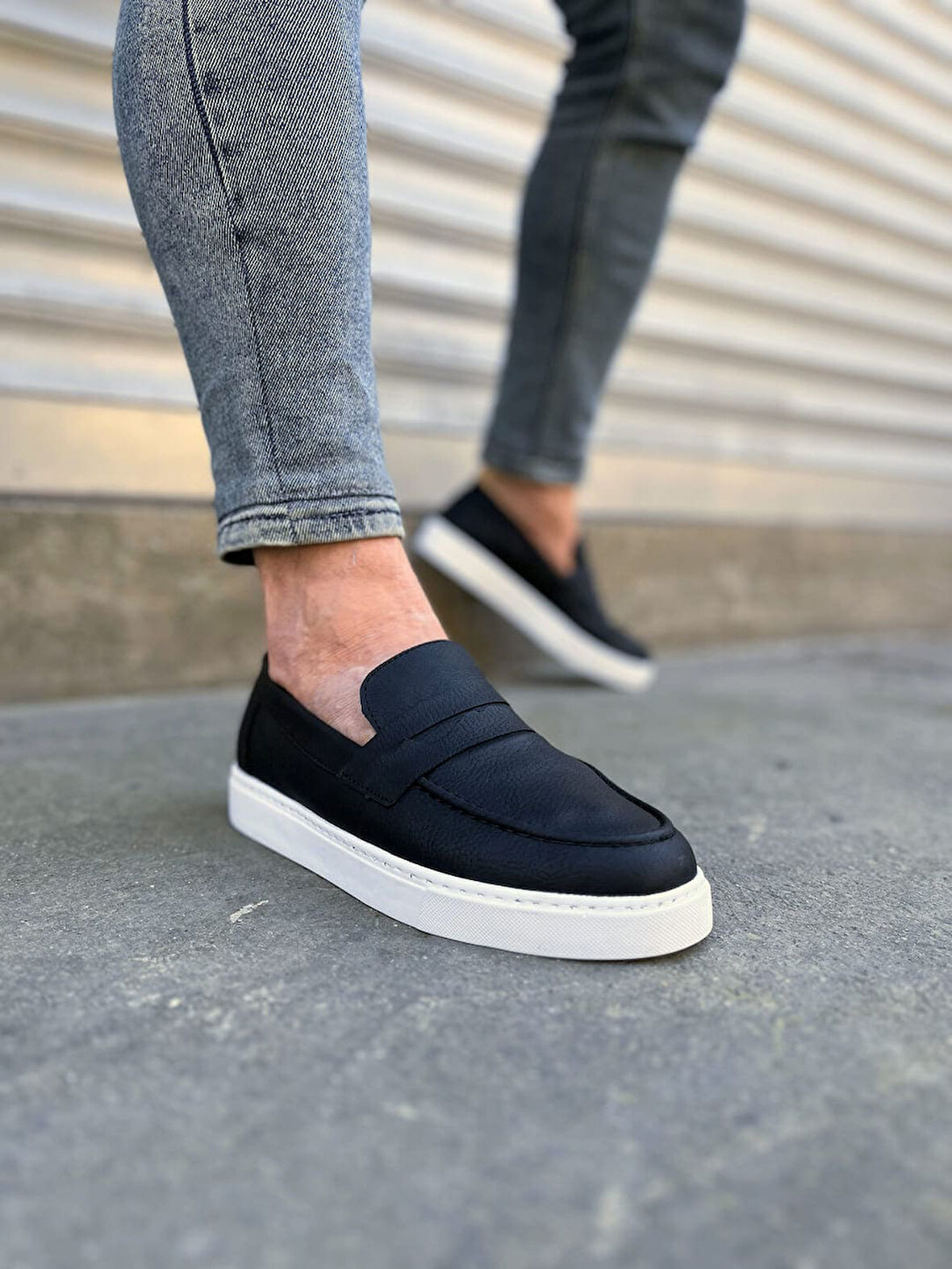 JY180 Estilo X Bağcıksız Cilt Erkek Günlük Spor Klasik Ayakkabı CBT - Siyah