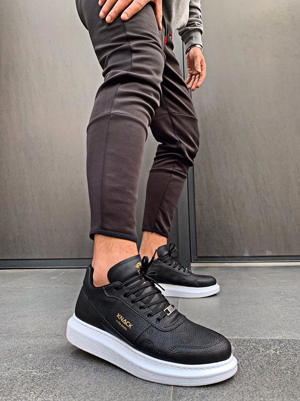 J040 Bağcıklı Ortopedik Taban Erkek Günlük Sneaker Spor Ayakkabı BT Siyah