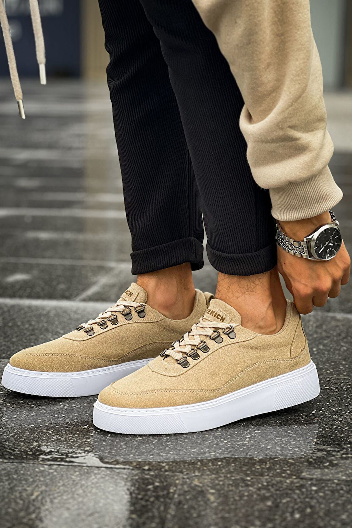 J319 Stamina Ortopedik Taban Günlük Süet Erkek Sneaker Spor Ayakkabı SBT Bej