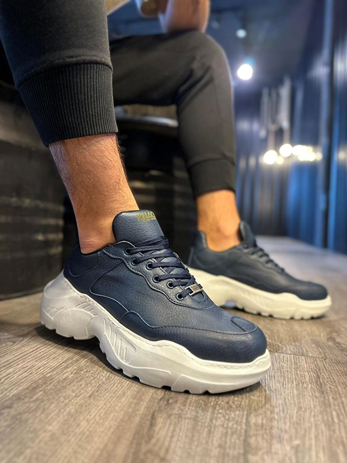 J-N75 Bağcıklı Ortopedik Taban Erkek Günlük Sneaker Spor Ayakkabı BT Lacivert