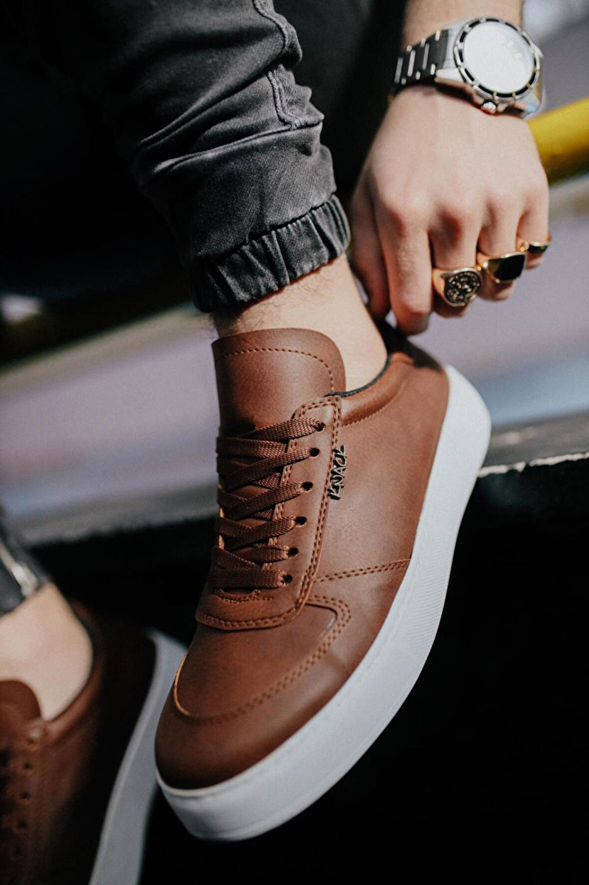 J666 Bağcıklı Ortopedik Taban Erkek Günlük Sneaker Spor Ayakkabı BT Taba