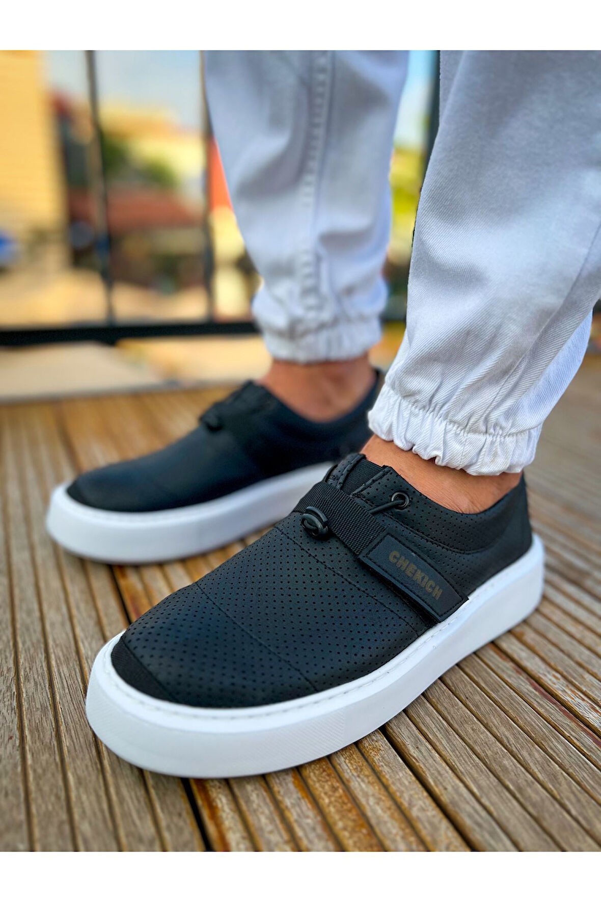 J147 Dobeny Ortopedik Taban Günlük Cilt Erkek Sneaker Spor Ayakkabı CBT Siyah