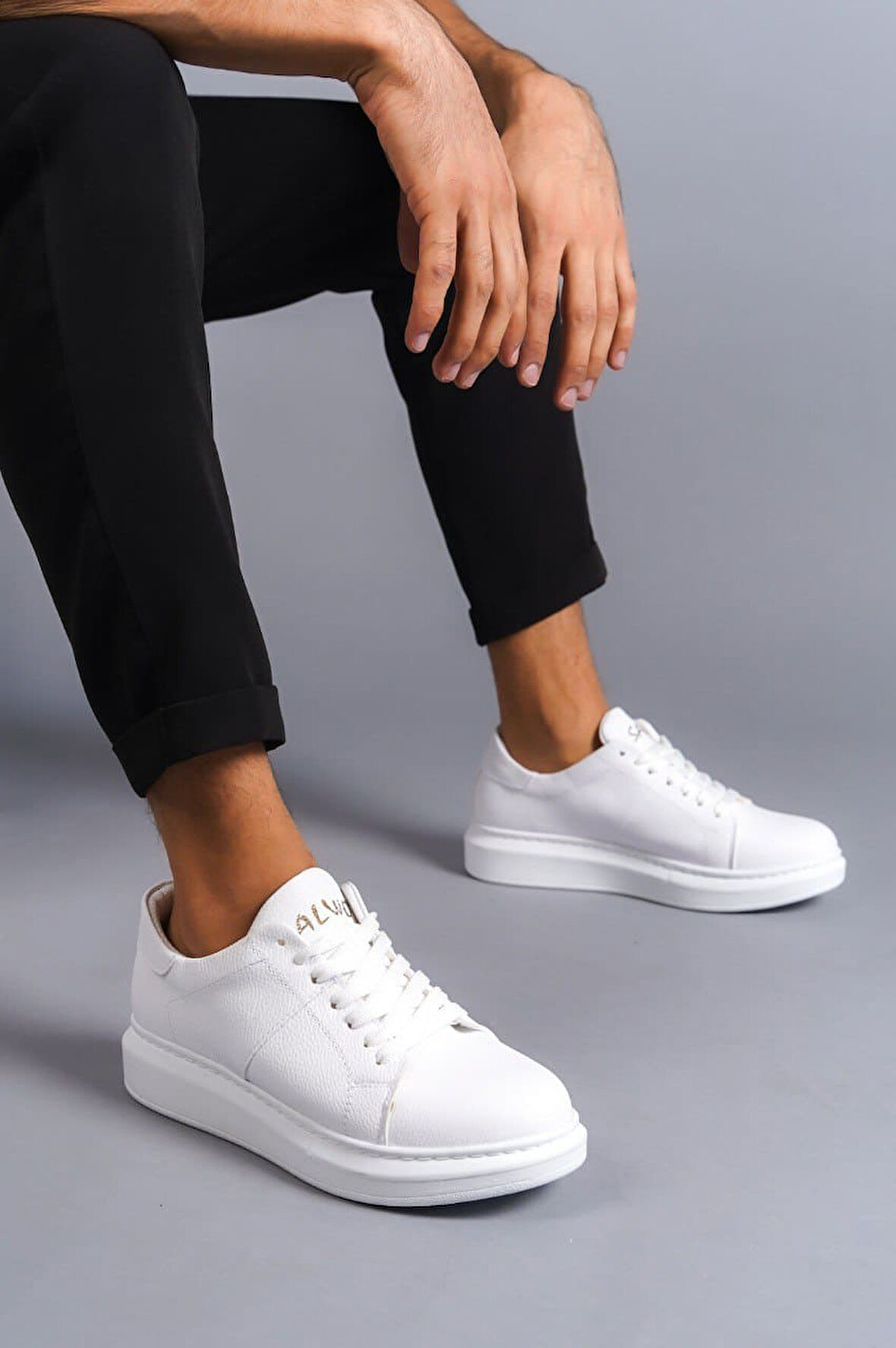 J151 Boost Bağcıklı Cilt Erkek Günlük Sneaker Ayakkabı BT Beyaz
