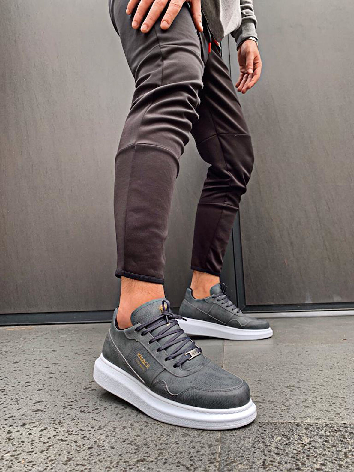 J040 Bağcıklı Ortopedik Taban Erkek Günlük Sneaker Spor Ayakkabı BT Gri