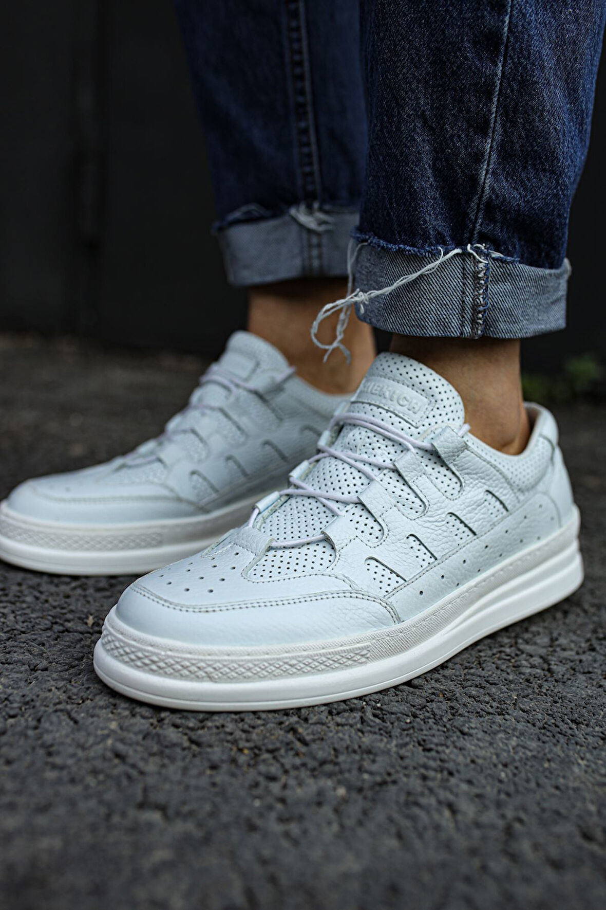 J040 C-Rey Ortopedik Taban Günlük Hakiki Deri Erkek Sneaker Spor Ayakkabı DBT Beyaz