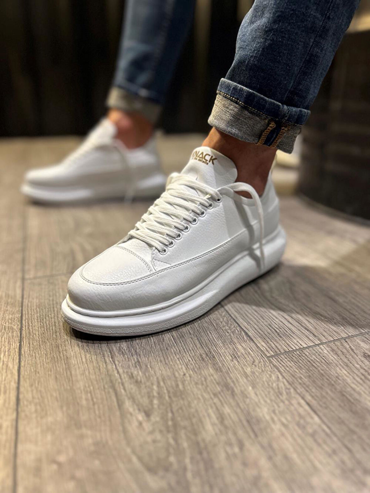 J814 Bağcıklı Ortopedik Taban Erkek Günlük Sneaker Spor Ayakkabı BT Beyaz