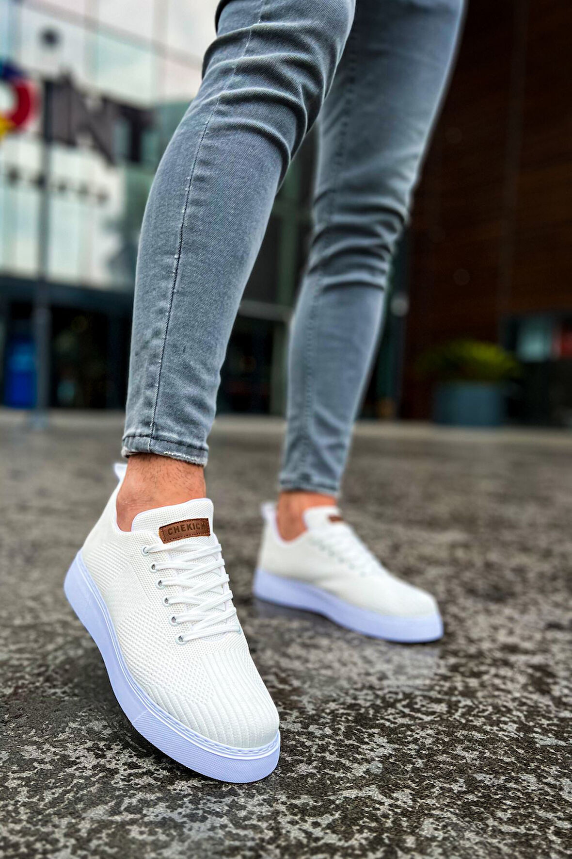 J413 Crew Ortopedik Taban Günlük Triko Erkek Sneaker Spor Ayakkabı TBT Beyaz