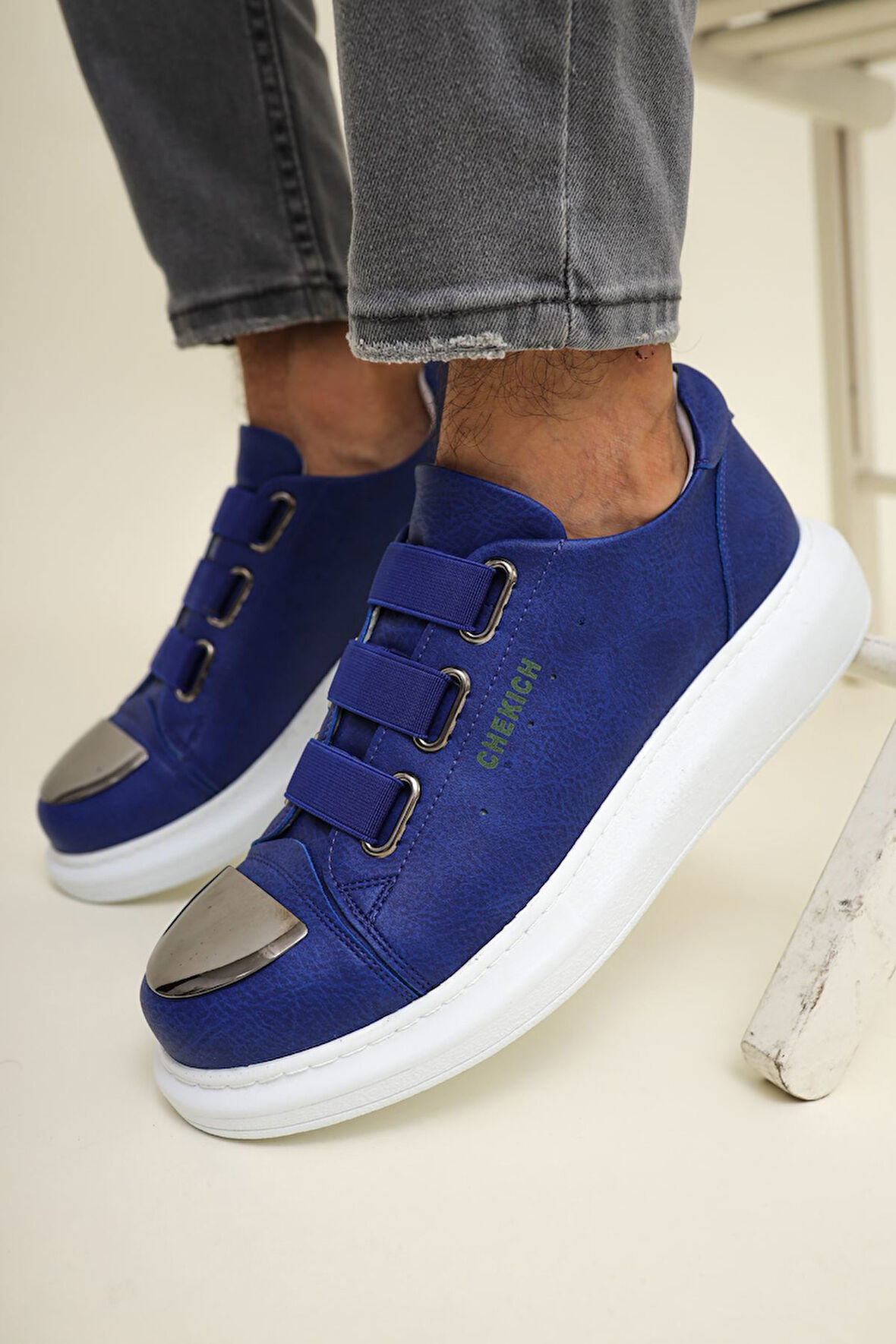 J251 Mirror Ortopedik Taban Günlük Cilt Erkek Sneaker Spor Ayakkabı CBT Mavi