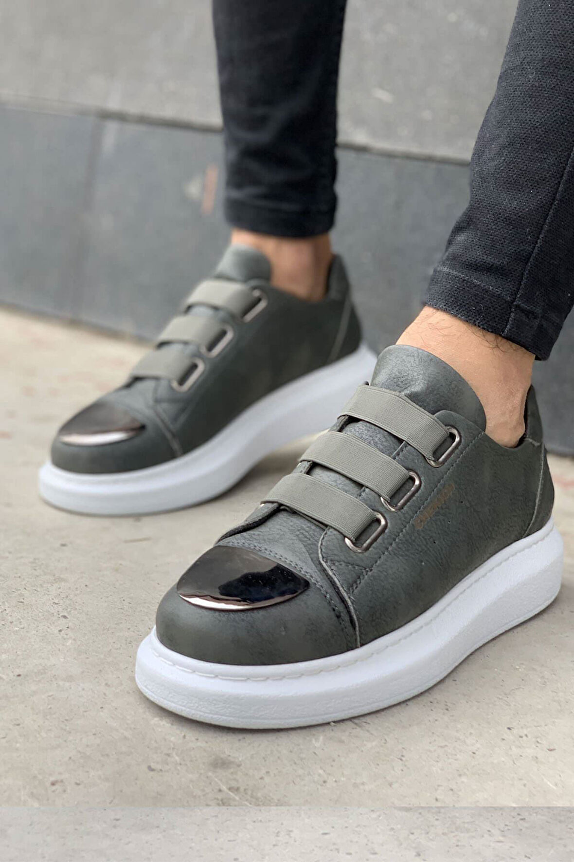 J251 Mirror Ortopedik Taban Günlük Cilt Erkek Sneaker Spor Ayakkabı CBT Antrasit