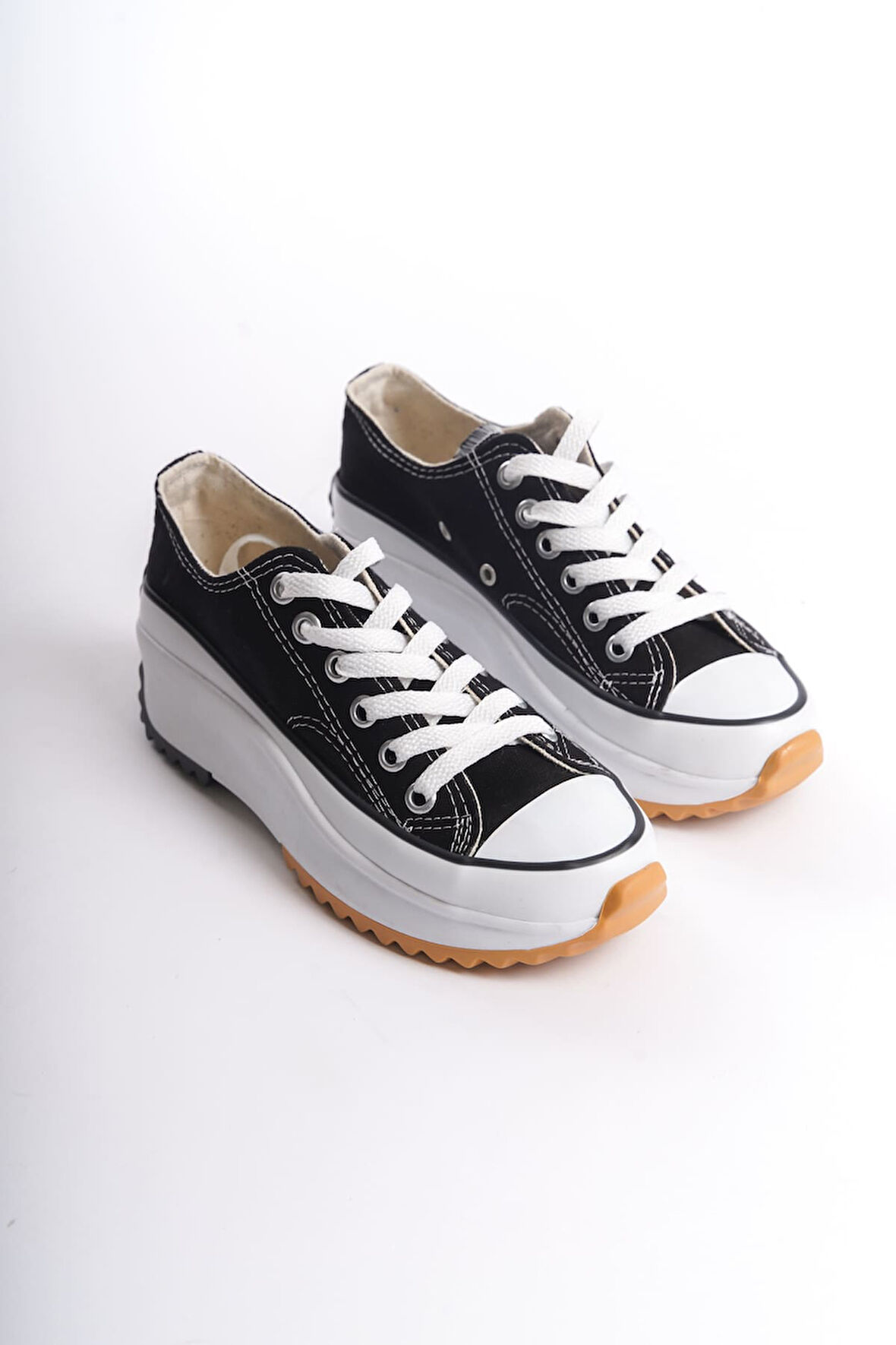 CLAIRE Bağcıklı Ortopedik Taban Kadın Sneaker Ayakkabı BT Siyah