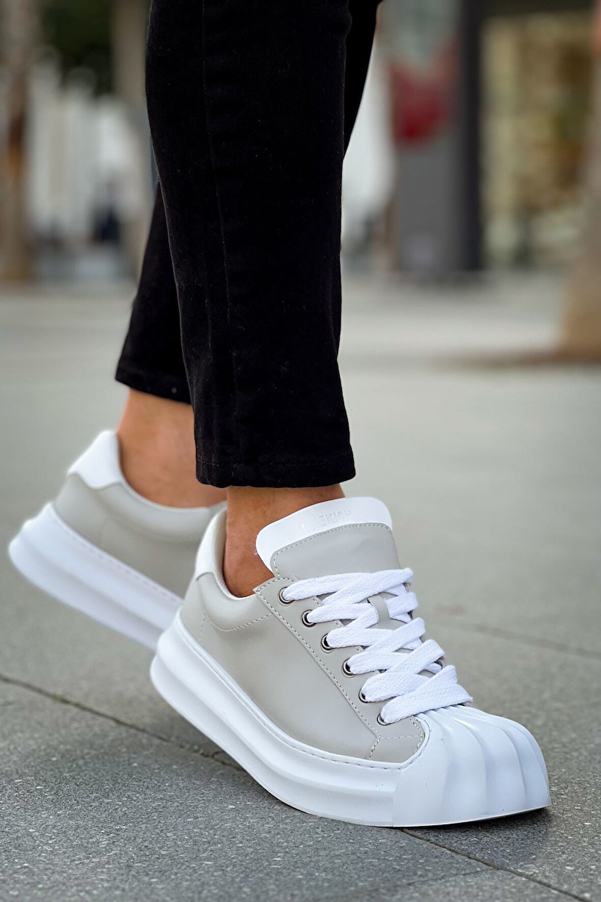 J2411 Artenay Ortopedik Taban Günlük Cilt Erkek Sneaker Spor Ayakkabı CBT Gri