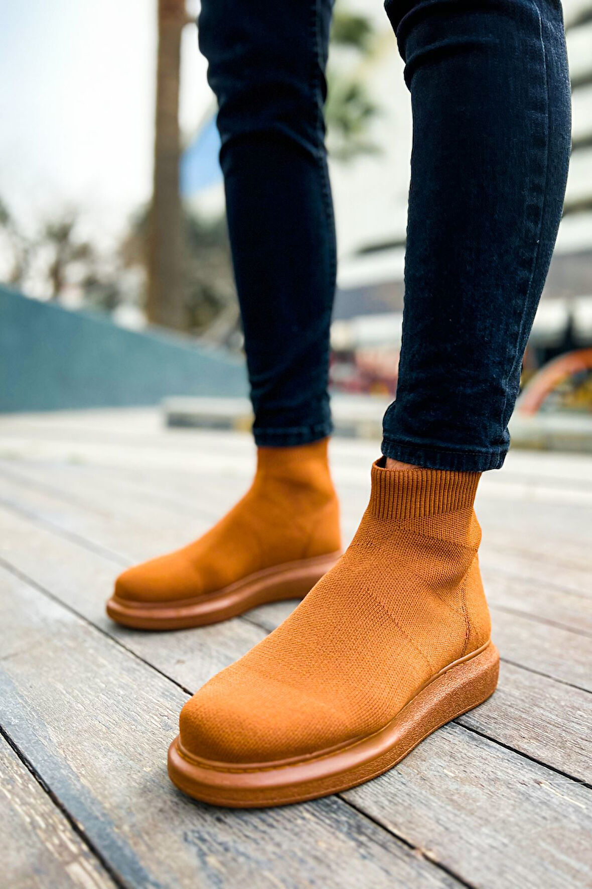 J207 Maglieria-T Ortopedik Taban Günlük Triko Erkek Sneaker Spor Ayakkabı TTT Taba
