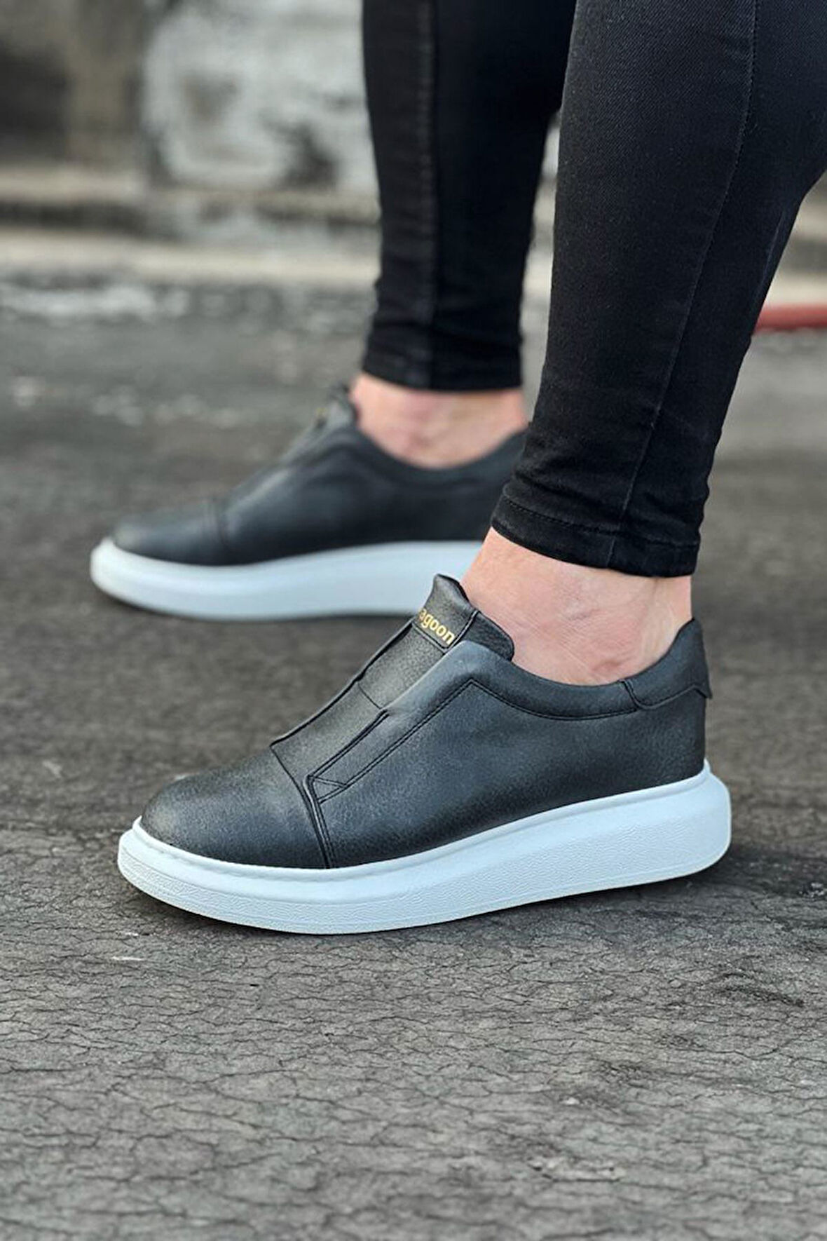 J023 Bağcıksız Lastikli Ortopedik Taban Erkek Sneaker Günlük Ayakkabı BT Gri