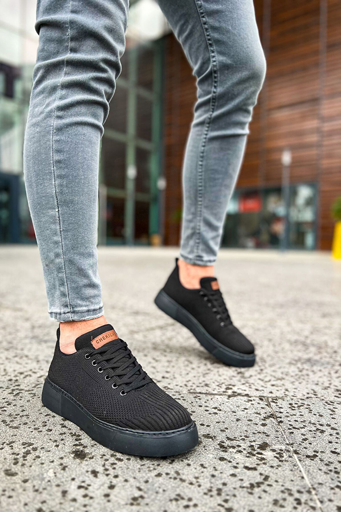 J413 Crew Ortopedik Taban Günlük Triko Erkek Sneaker Spor Ayakkabı TST Siyah