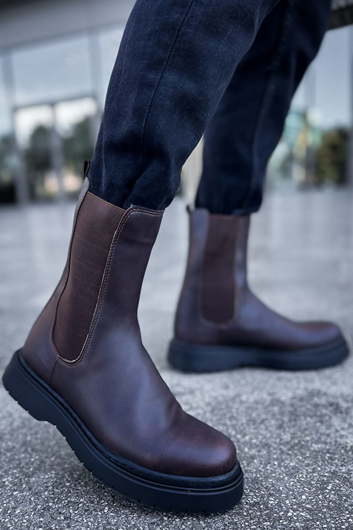 J223 Alaska Bağcıksız Ortopedik Taban Günlük Cilt Erkek Spor Postal Bot CST Kahverengi