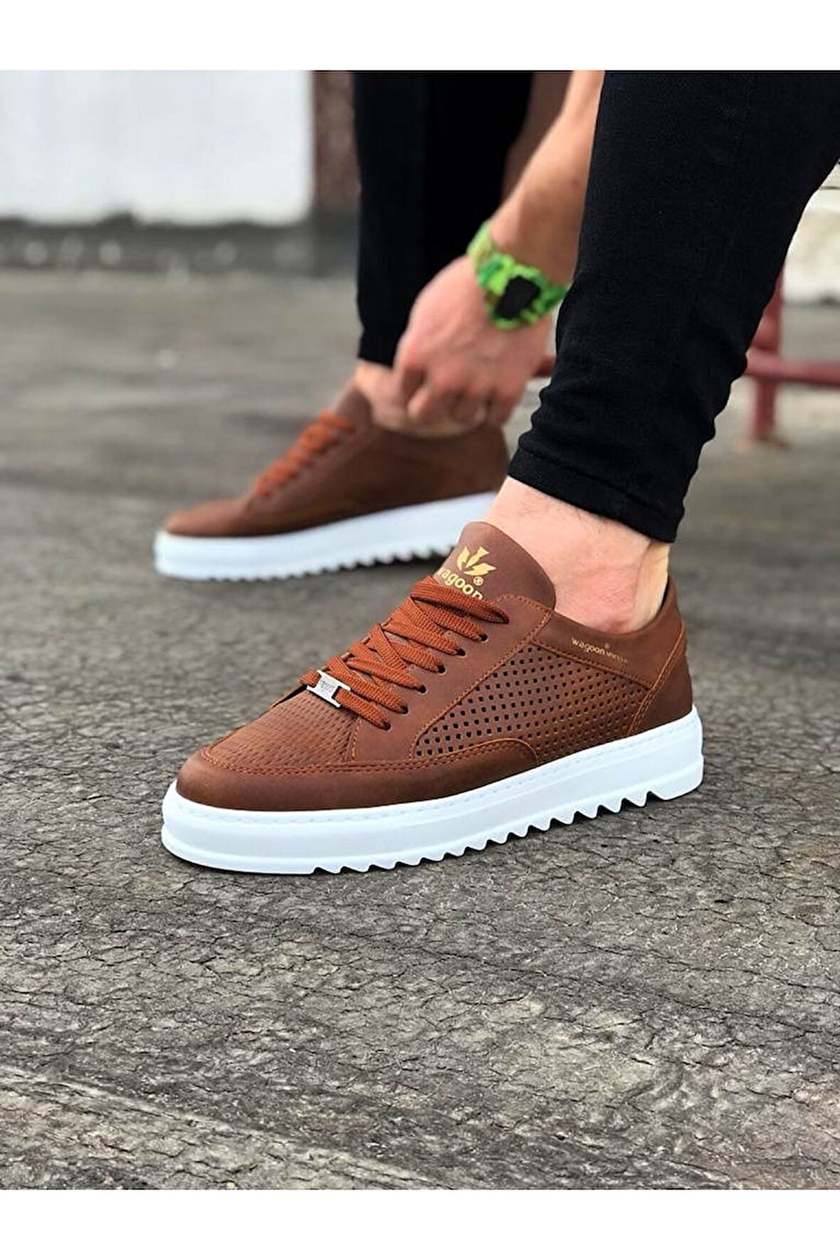 J505 Bağcıklı Ortopedik Taban Erkek Sneaker Günlük Ayakkabı BT Taba