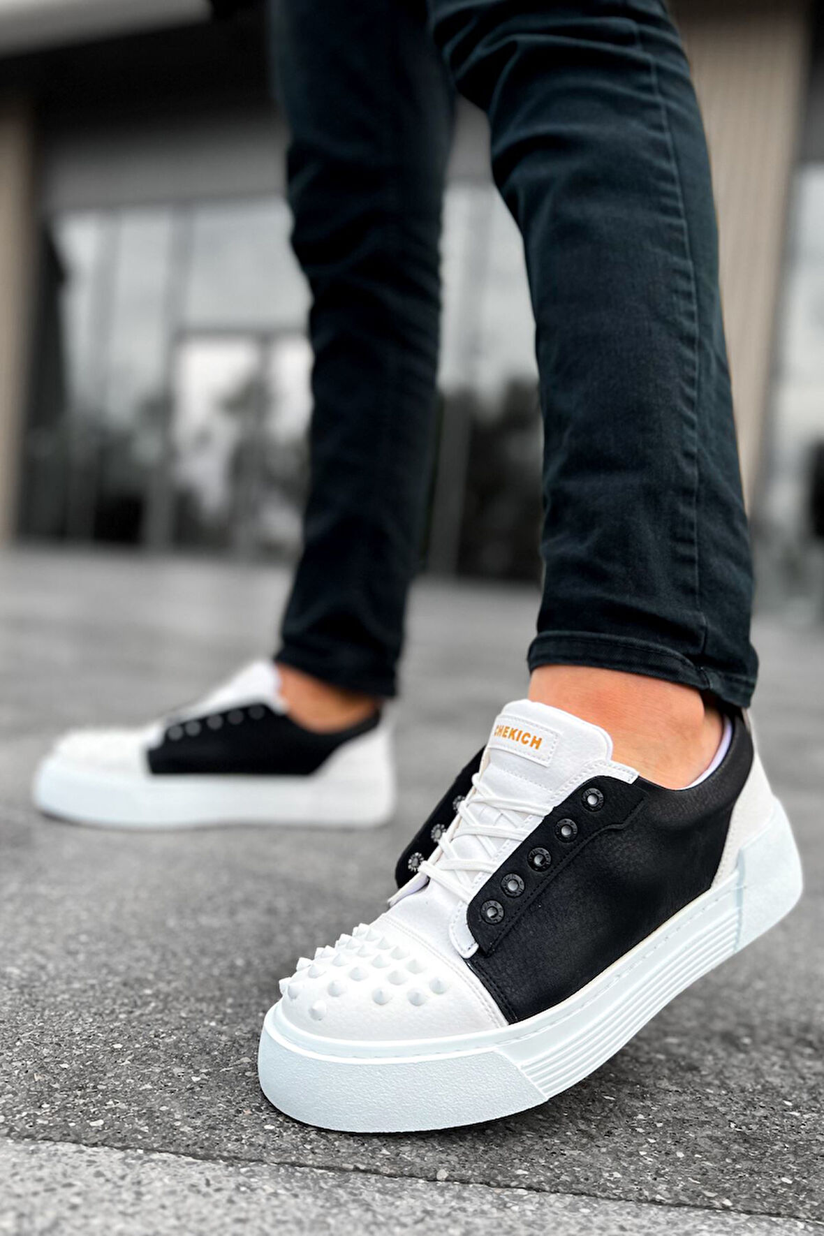 J169 Thorn Ortopedik Taban Günlük Cilt Erkek Sneaker Spor Ayakkabı CBT Beyaz/Siyah