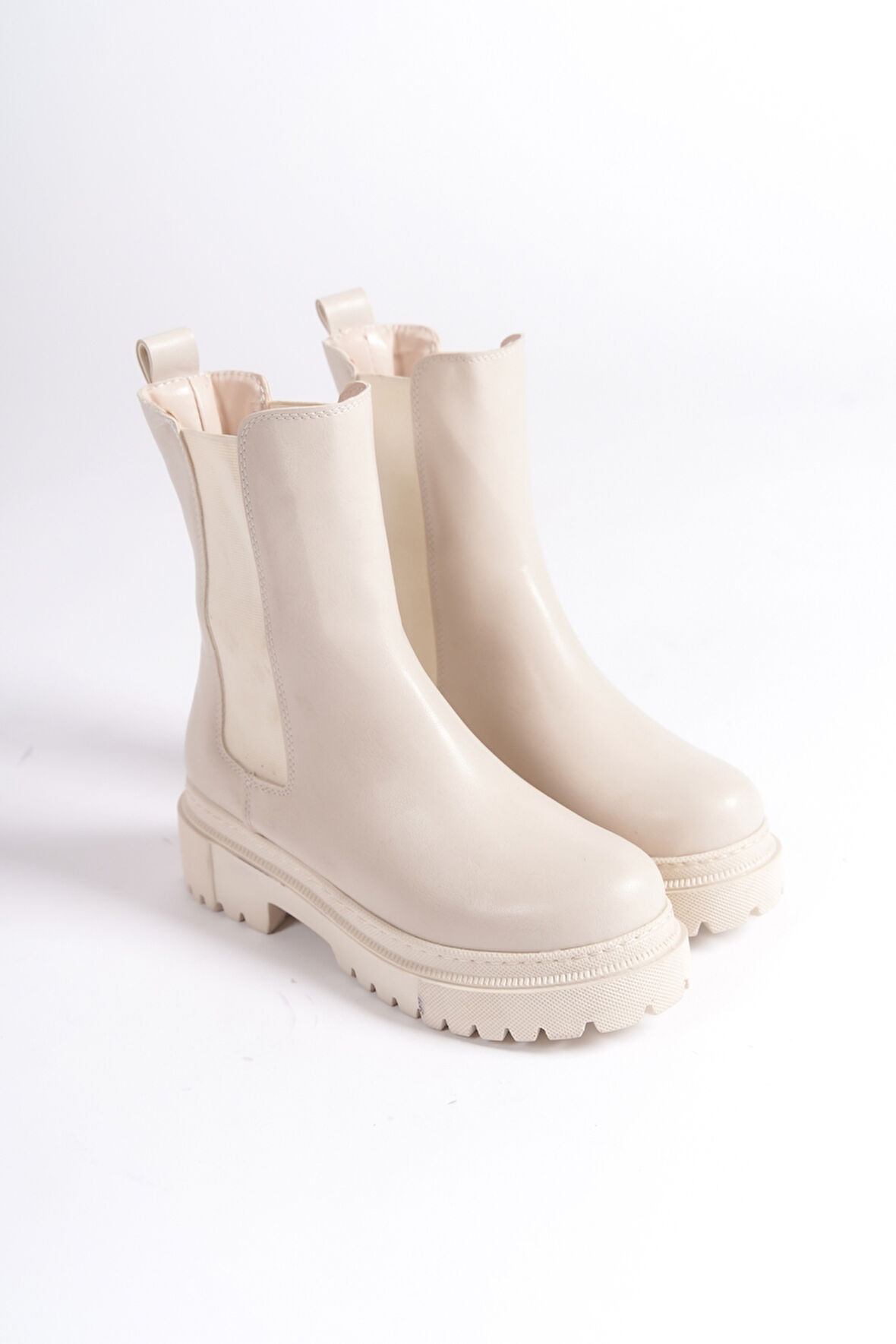 NORA Lastikli Ortopedik Taban Suya ve Soğuğa Dayanıklı Günlük Kışlık Kadın Bot KT Krem