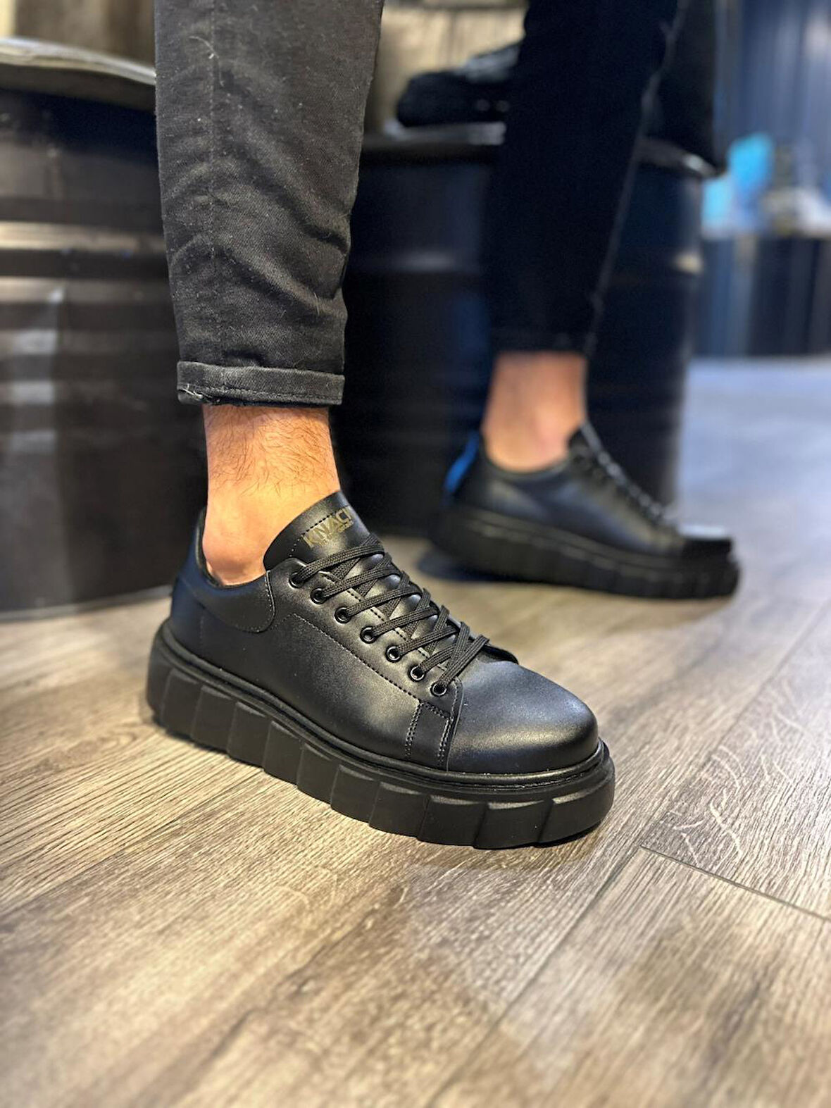 J144 Bağcıklı Ortopedik Taban Erkek Günlük Sneaker Spor Ayakkabı ST Siyah