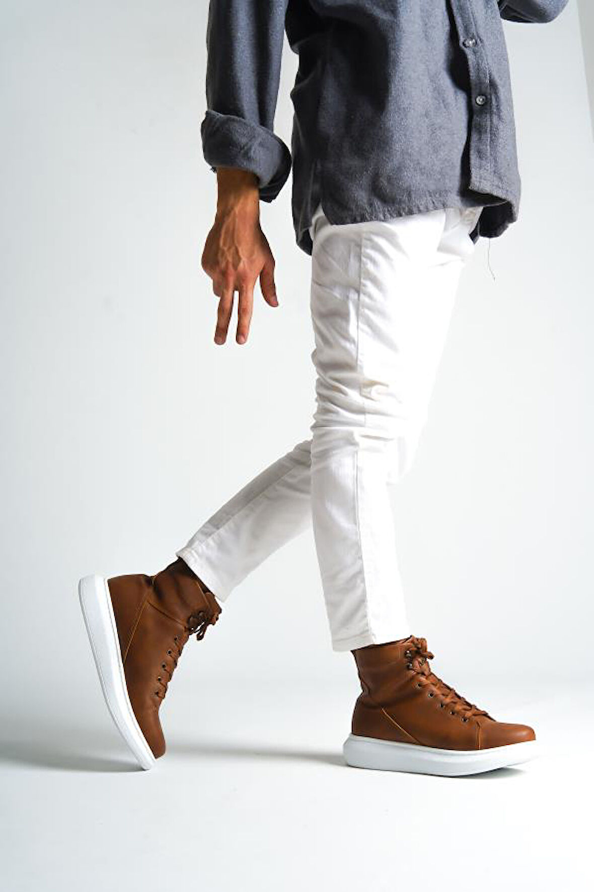 J-B080 Bağcıklı Ortopedik Taban Suya ve Soğuğa Dayanıklı Günlük Kışlık Erkek Spor Bot BT Taba