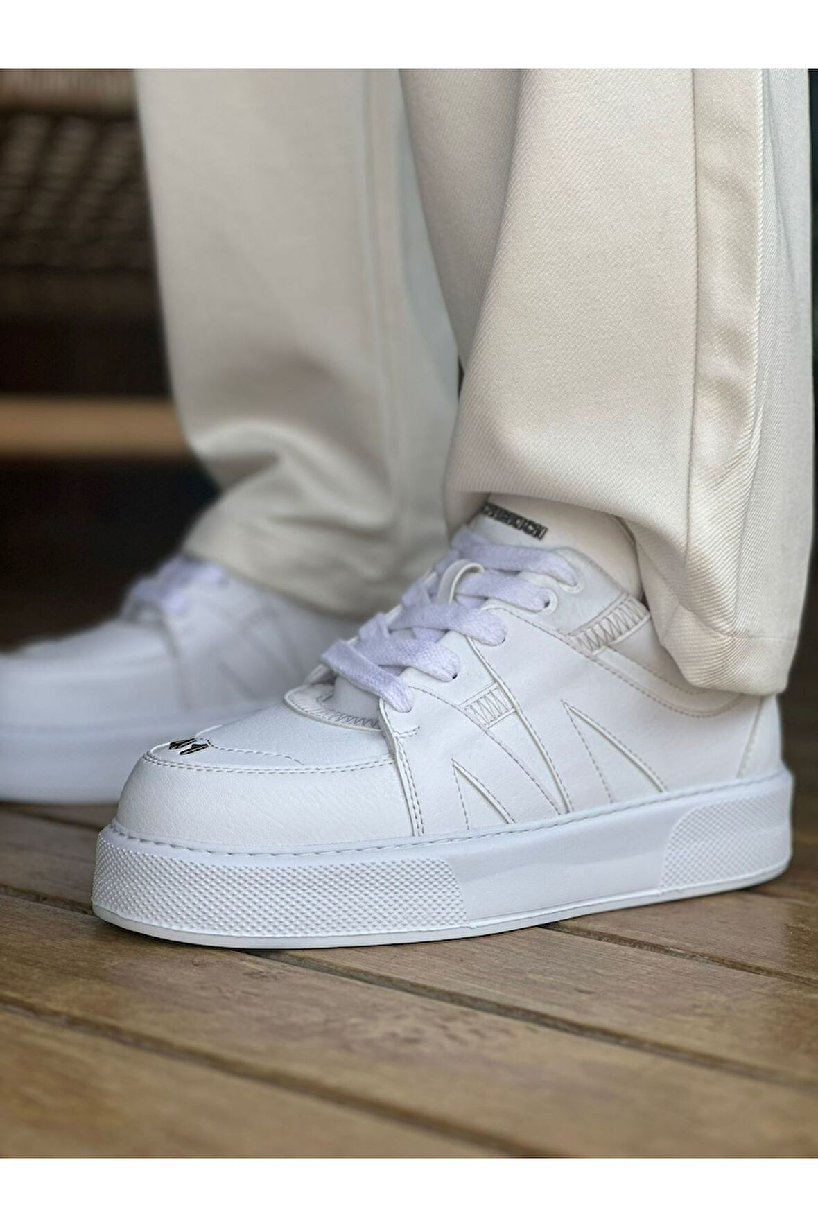 J2407 Star-X Ortopedik Taban Günlük Cilt Erkek Sneaker Spor Ayakkabı CBT Beyaz