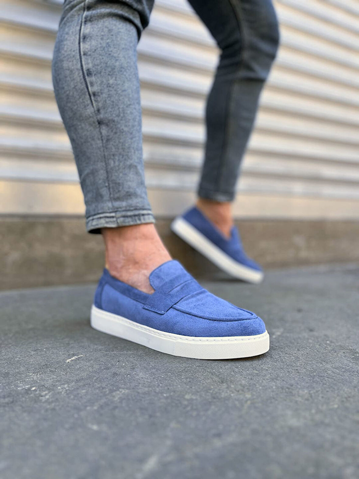 JY180 Estilo X Bağcıksız Süet Erkek Günlük Spor Klasik Ayakkabı SBT - Mavi