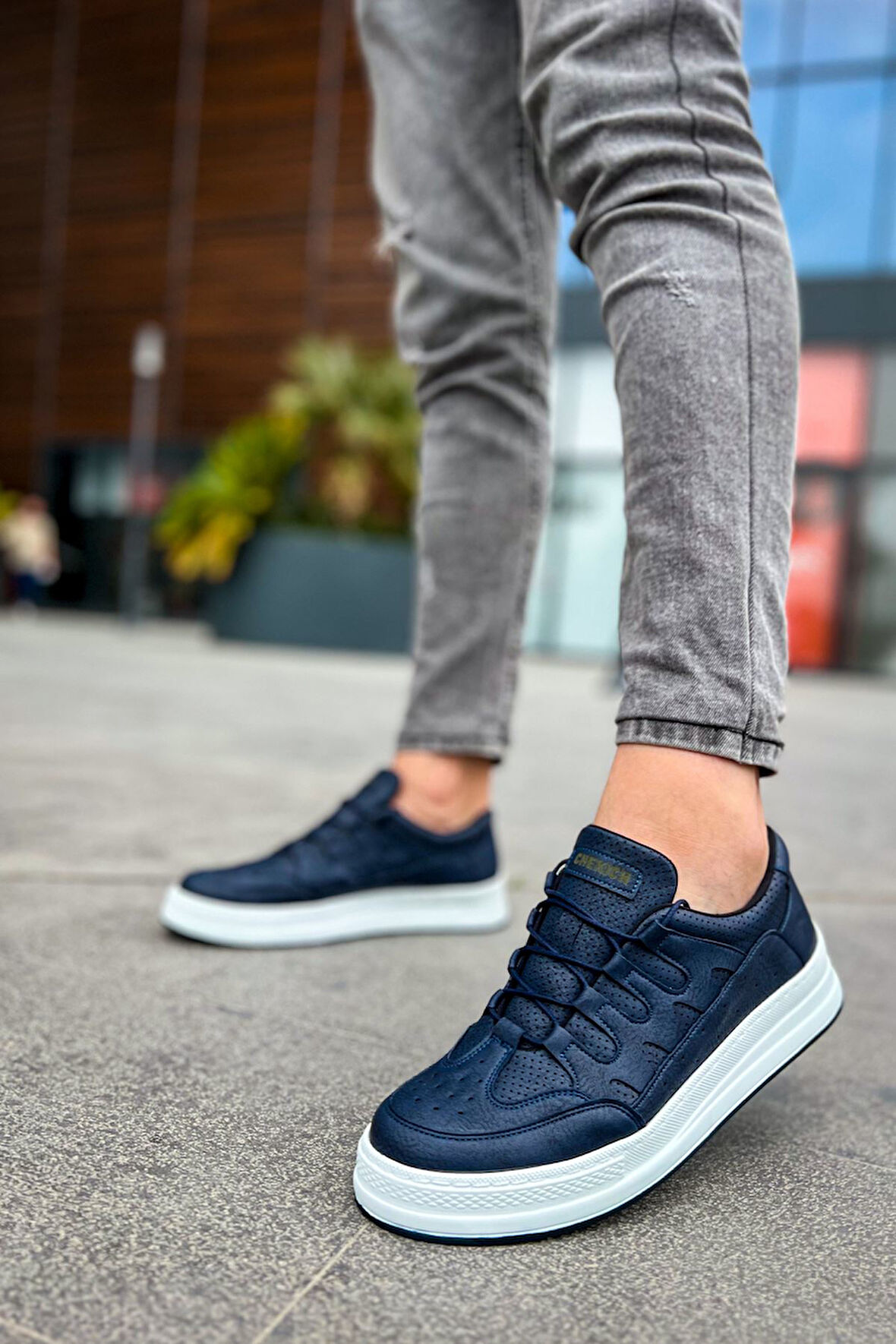 J040 C-Rey Ortopedik Taban Günlük Cilt Erkek Sneaker Spor Ayakkabı CBT Lacivert
