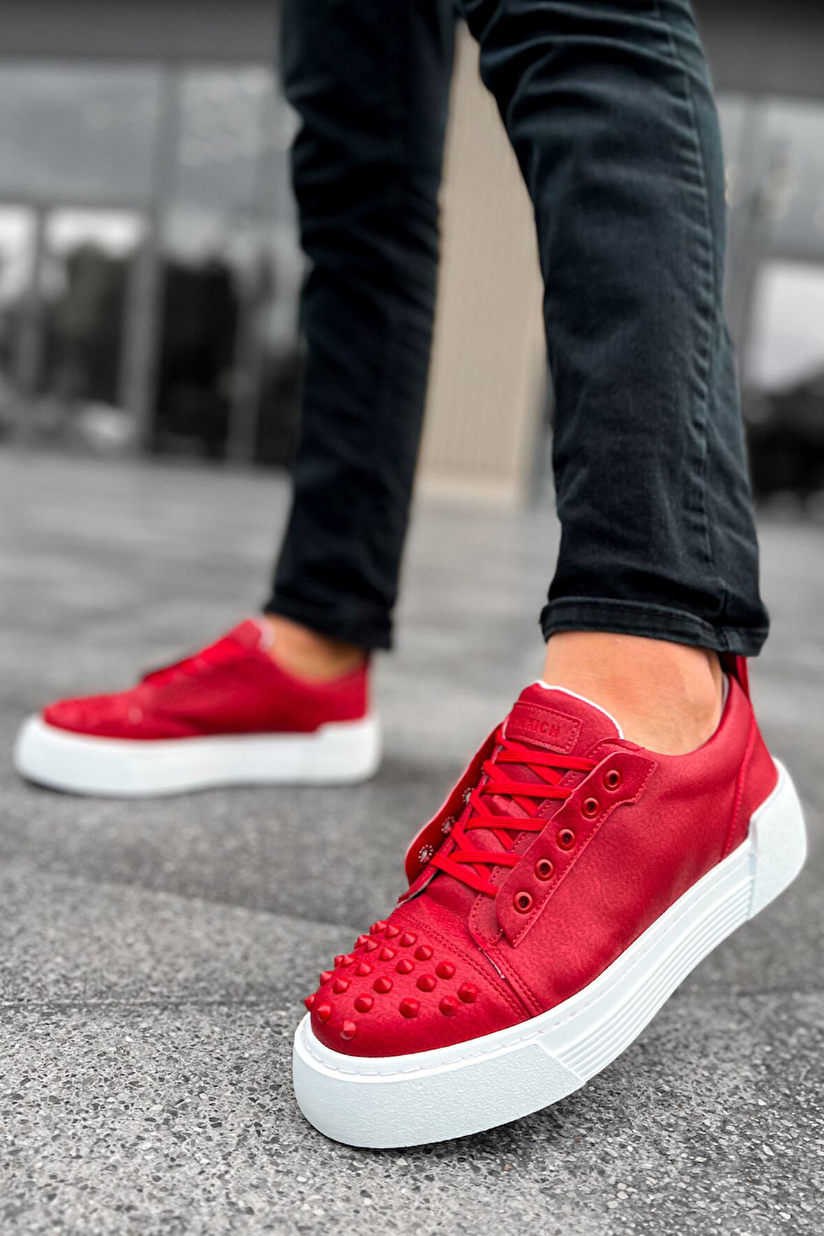 J169 Thorn Ortopedik Taban Günlük Cilt Erkek Sneaker Spor Ayakkabı CBT Kırmızı