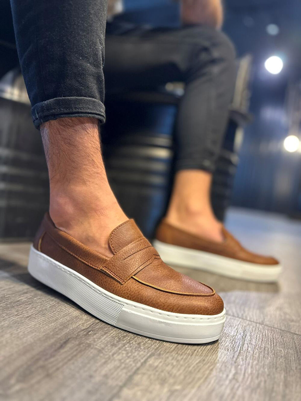 J400 Bağcıksız Ortopedik Taban Erkek Günlük Klasik Ayakkabı BT Taba