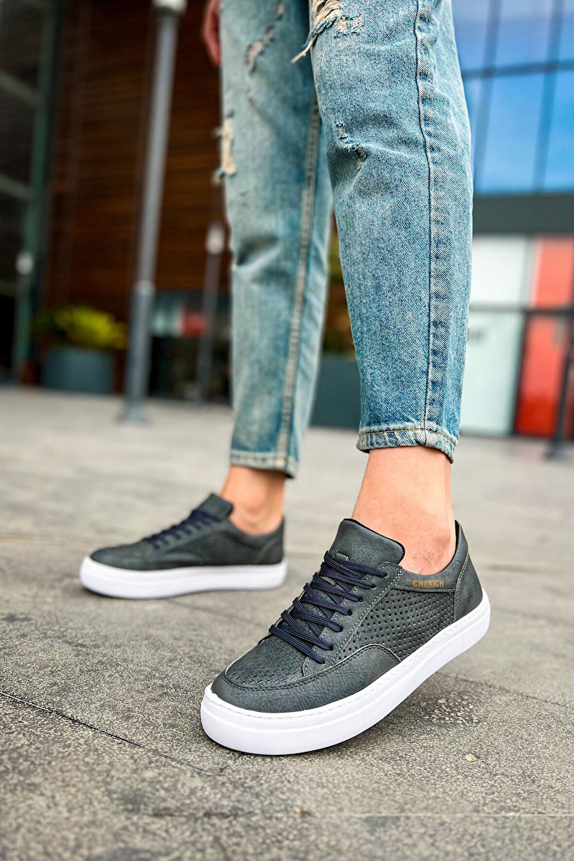 J015 First Edition Ortopedik Taban Günlük Cilt Erkek Sneaker Spor Ayakkabı CBT Antrasit