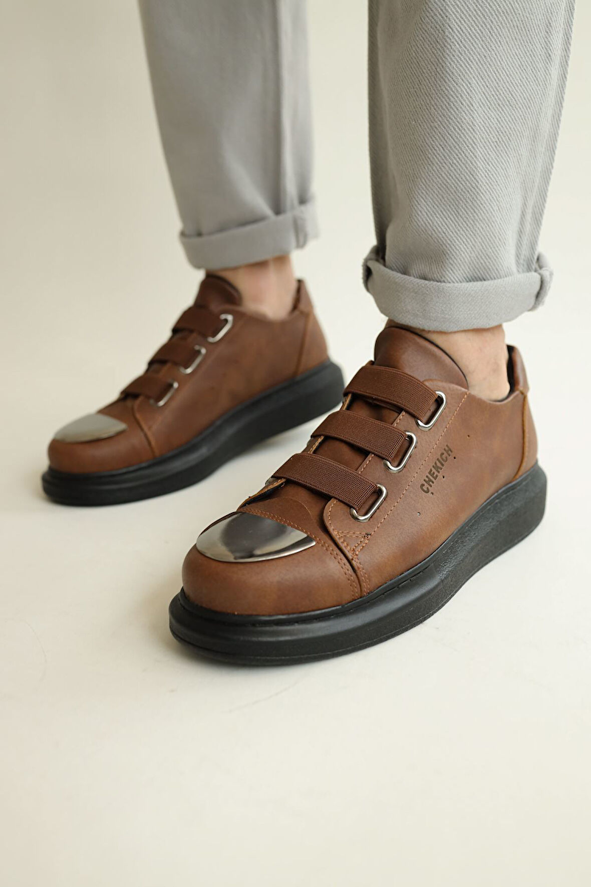 J251 Mirror Ortopedik Taban Günlük Cilt Erkek Sneaker Spor Ayakkabı CST Taba