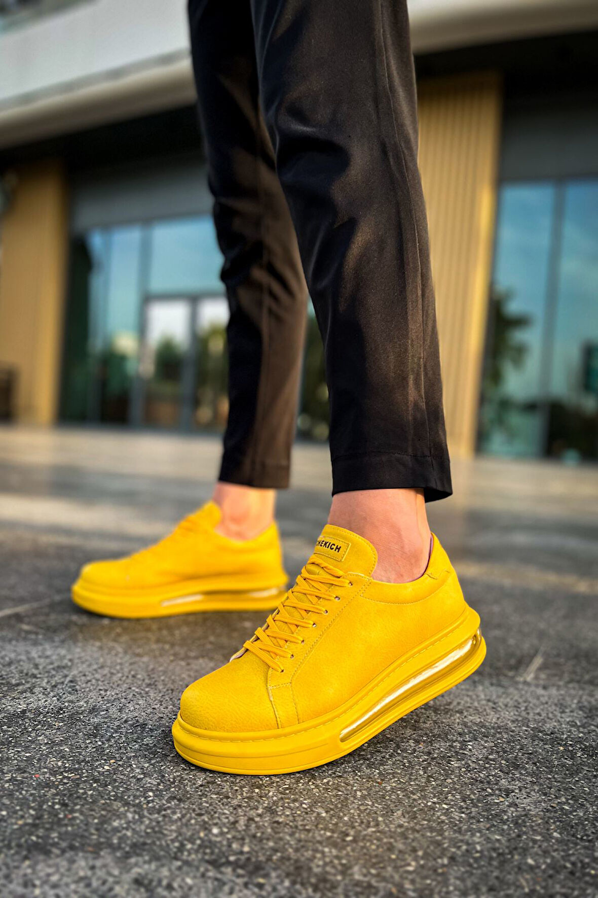 J271 Ariaso Ortopedik Taban Günlük Cilt Erkek Sneaker Spor Ayakkabı CST Sarı