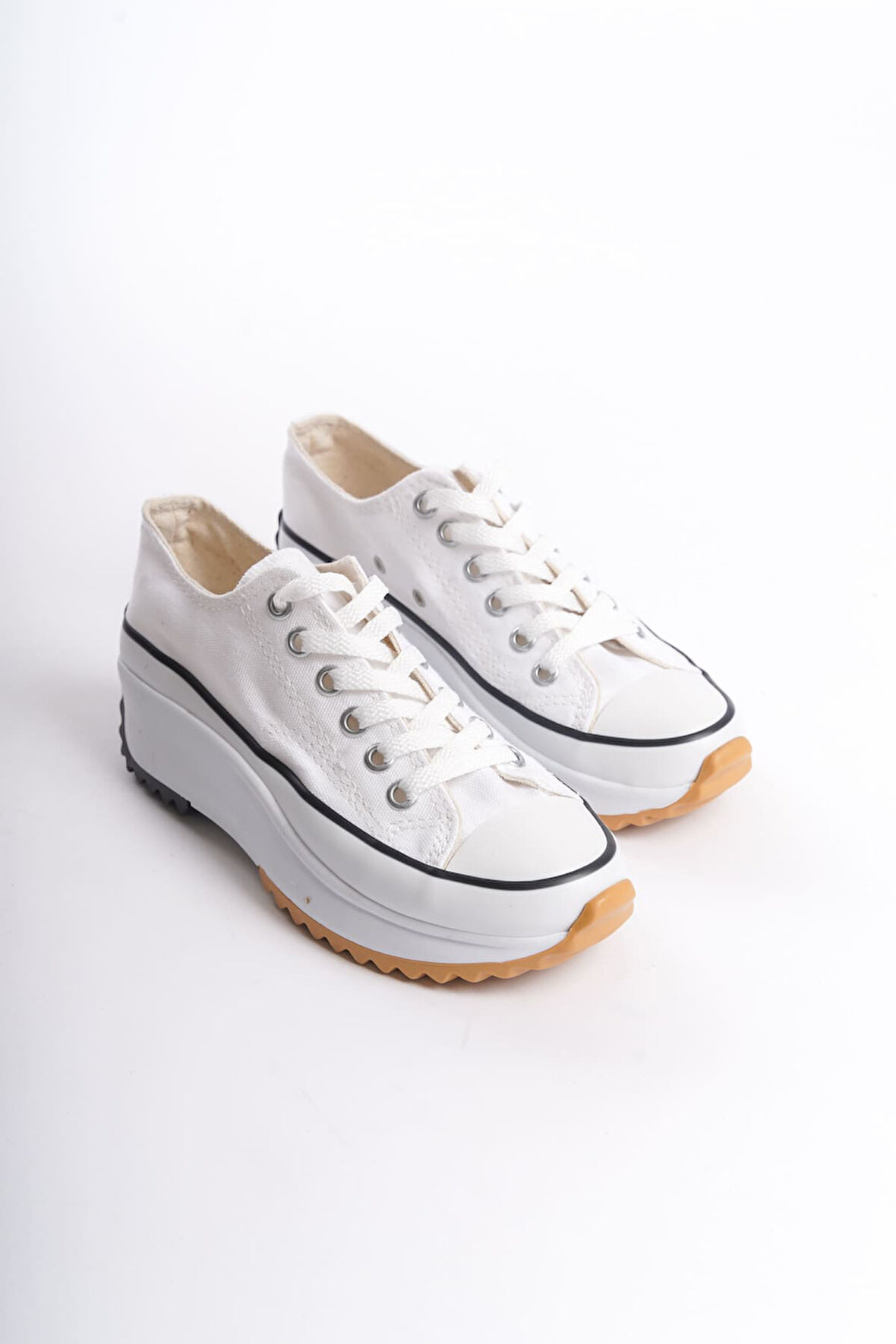 CLAIRE Bağcıklı Ortopedik Taban Kadın Sneaker Ayakkabı BT Beyaz