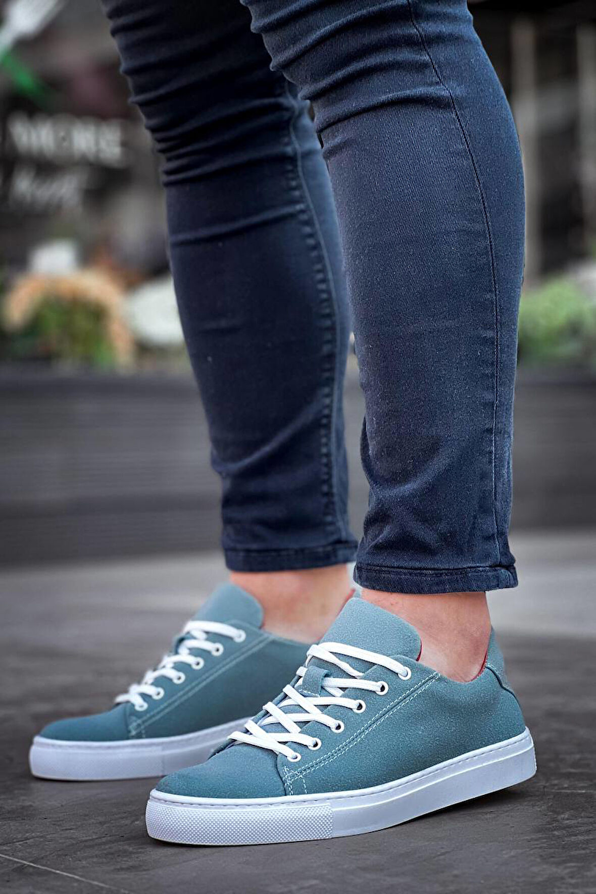 J122 Bağcıklı Ortopedik Taban Günlük Süet Erkek Spor Sneaker Ayakkabı BT Mavi