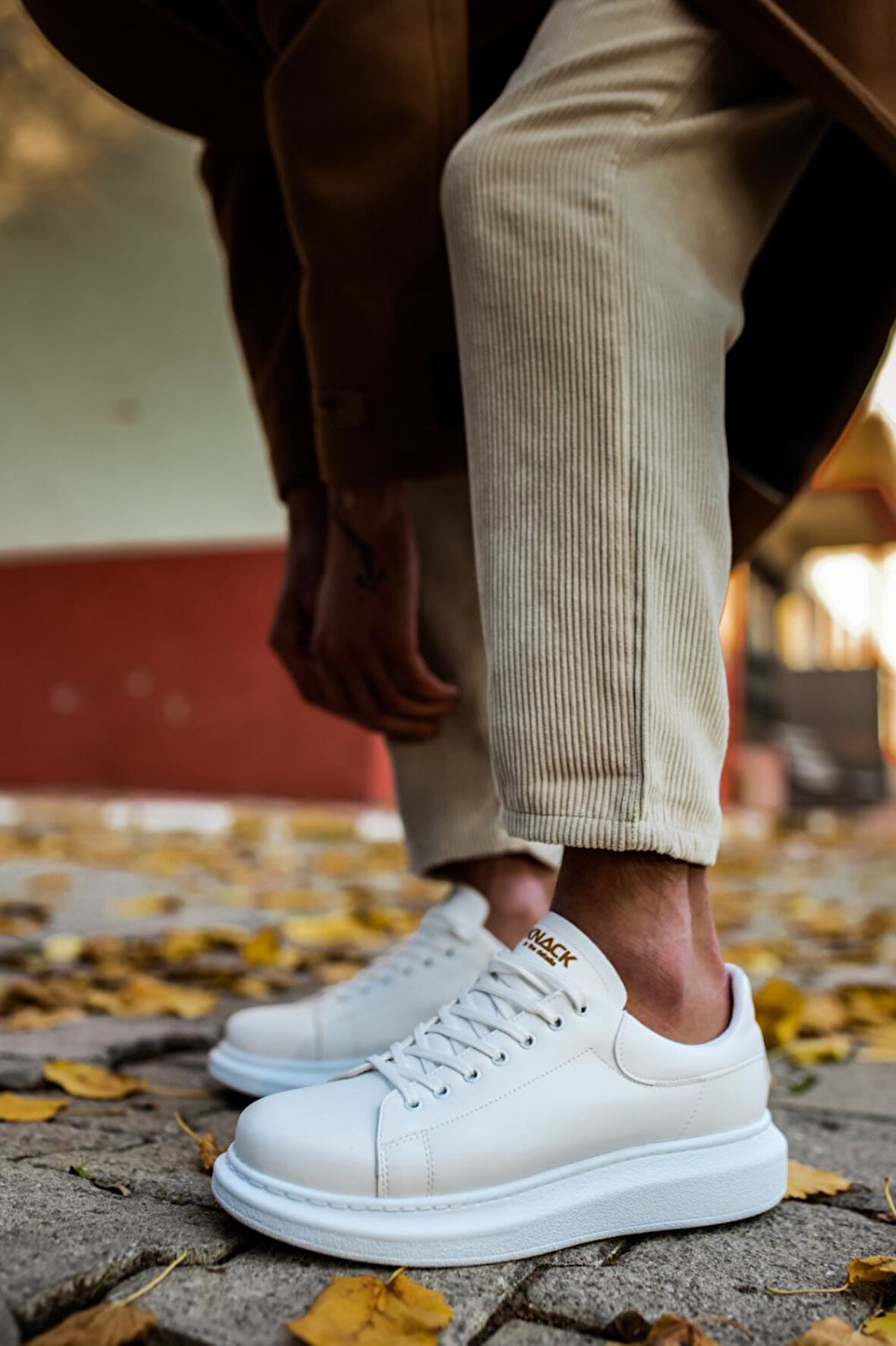 J044 Bağcıklı Ortopedik Taban Erkek Günlük Sneaker Spor Ayakkabı BT Beyaz