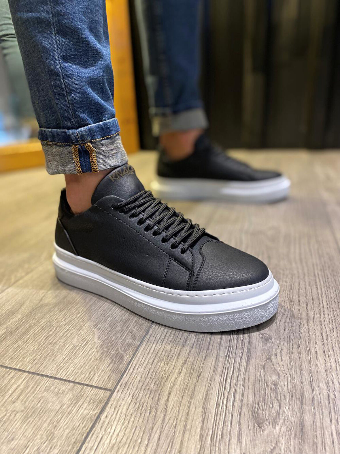 J421 Bağcıklı Ortopedik Taban Erkek Günlük Sneaker Spor Ayakkabı BT Siyah