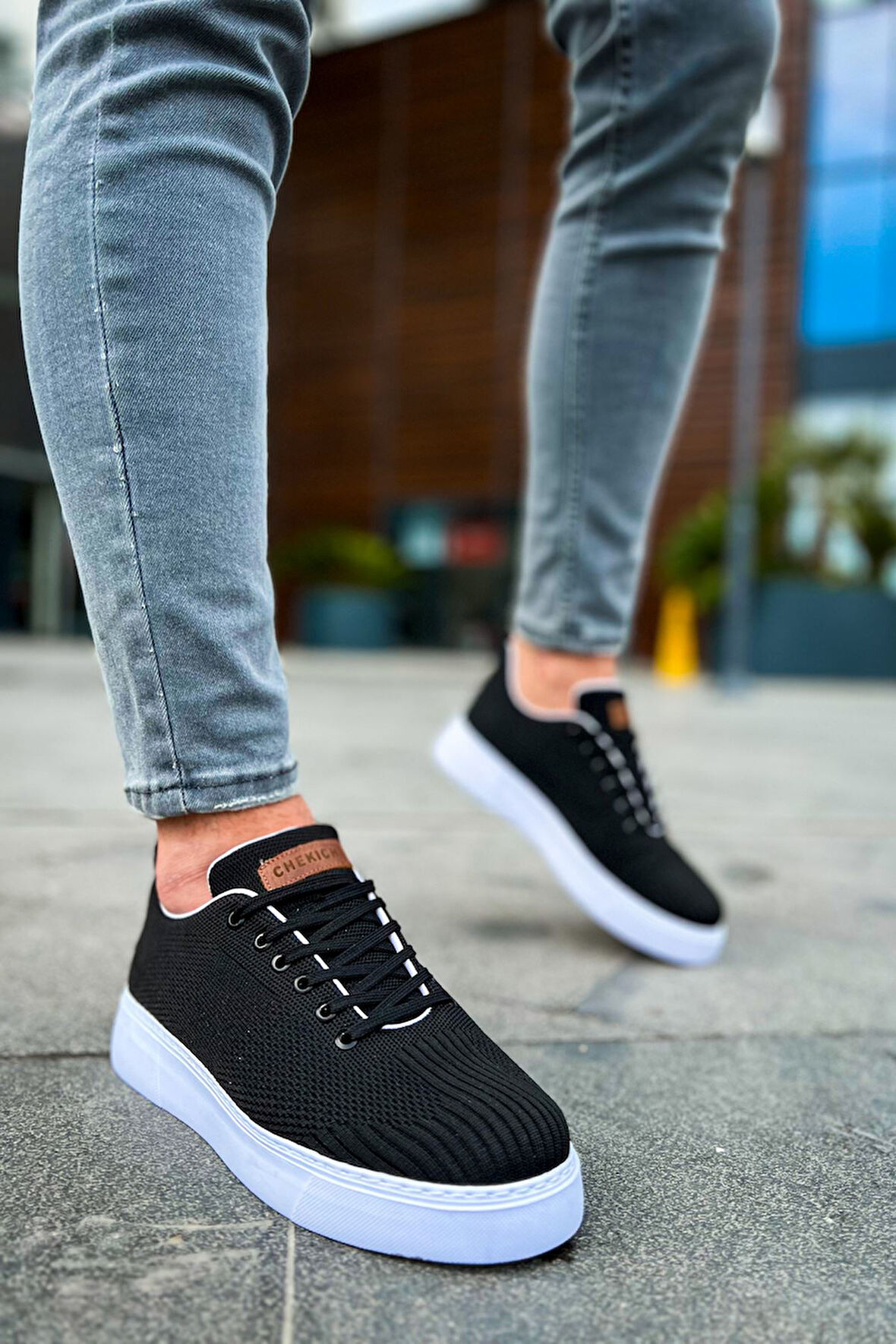 J413 Crew Ortopedik Taban Günlük Triko Erkek Sneaker Spor Ayakkabı TBT Siyah