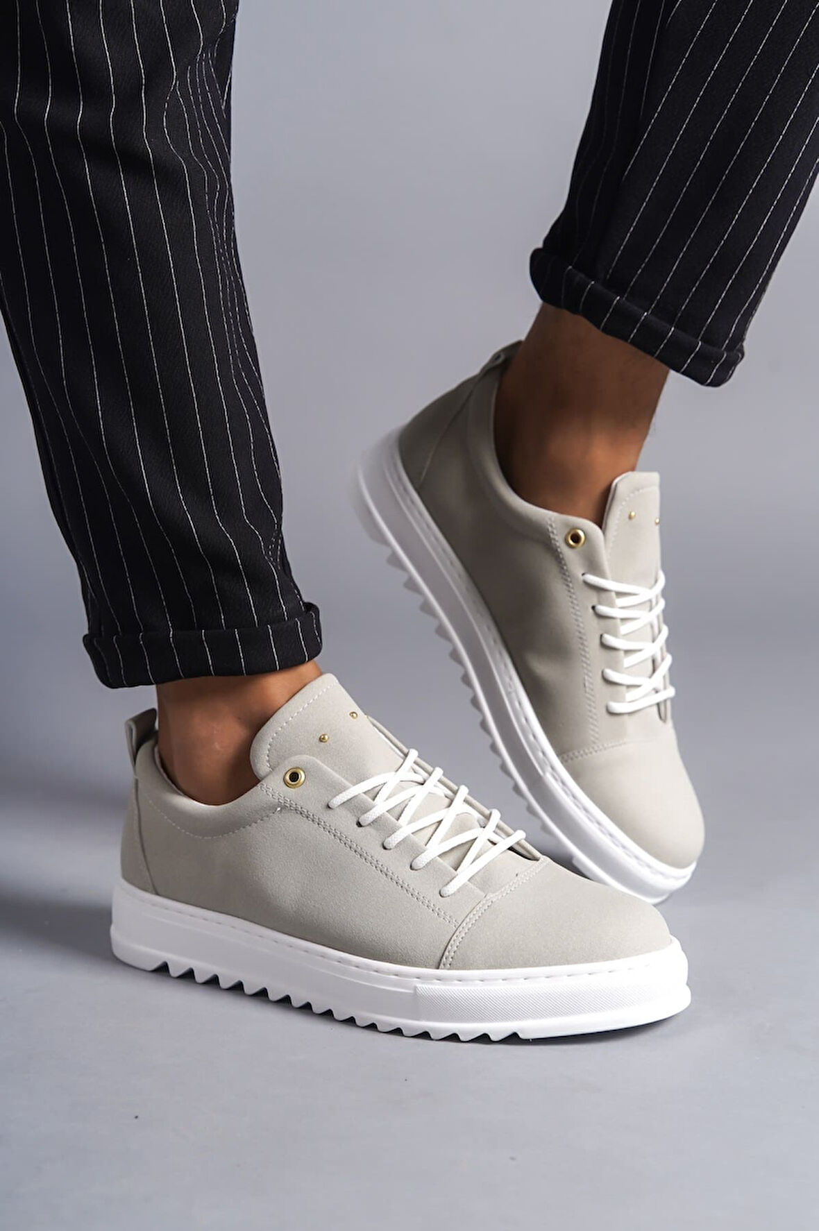 J152 Cool Bağcıklı Süet Erkek Günlük Spor Klasik Ayakkabı BT Gri