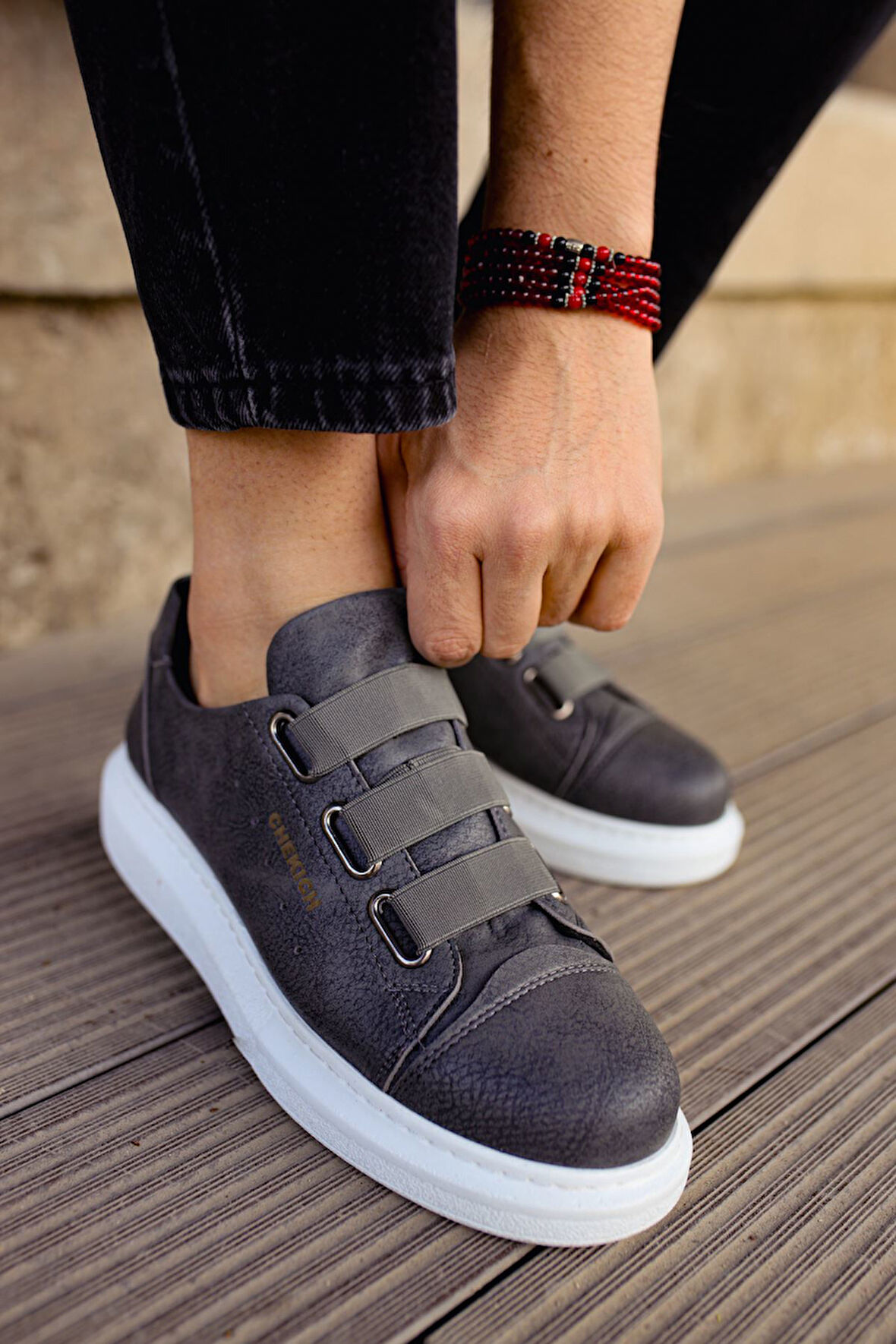 J253 Mirror Non Ortopedik Taban Günlük Cilt Erkek Sneaker Spor Ayakkabı CBT Antrasit