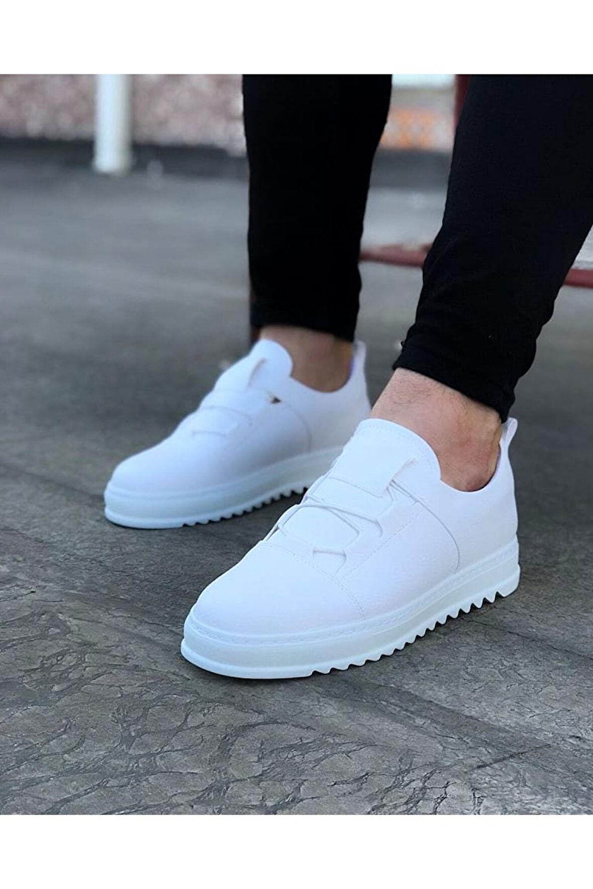 J036 Bağcıklı Ortopedik Taban Erkek Sneaker Günlük Ayakkabı BT Beyaz