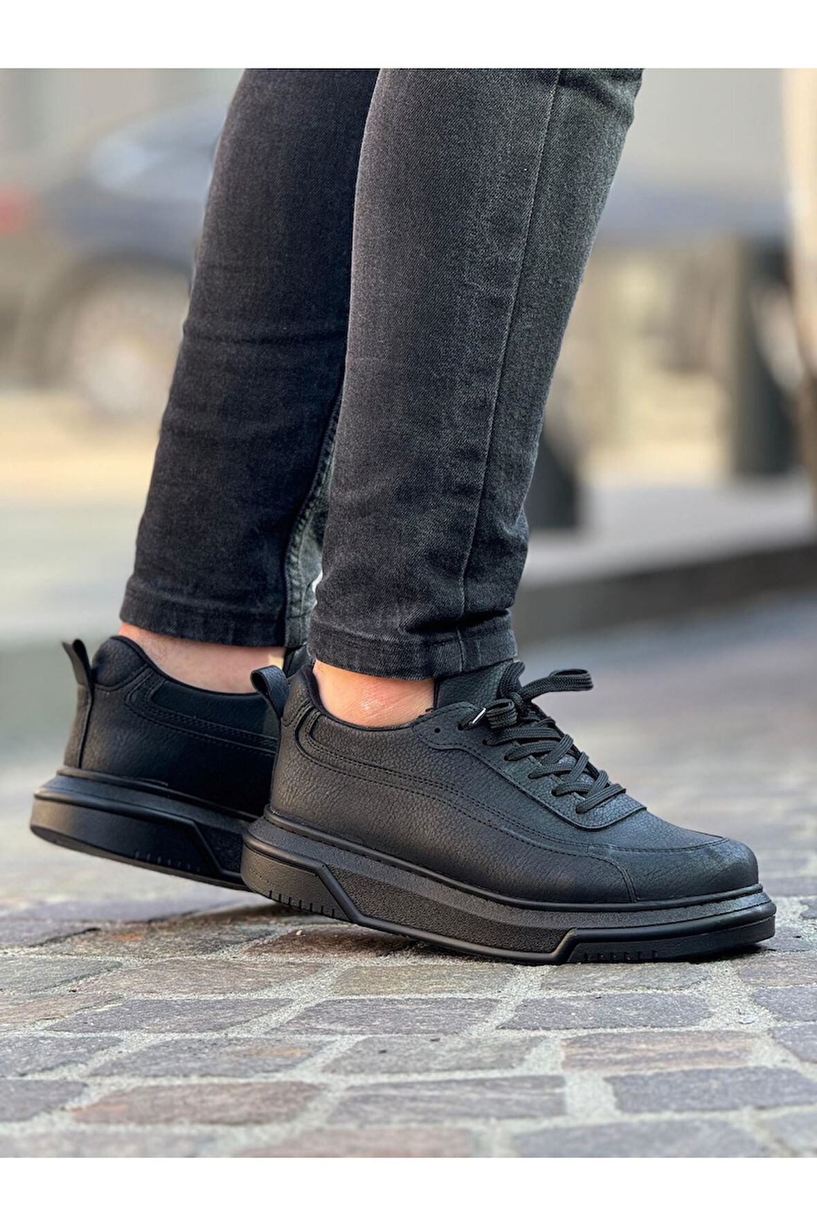 J987 Second Edition Ortopedik Taban Günlük Cilt Erkek Sneaker Spor Ayakkabı CST Siyah