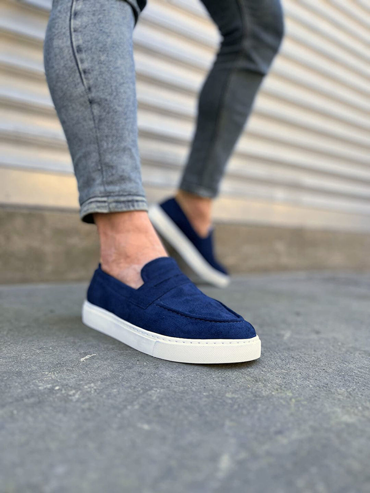 JY180 Estilo X Bağcıksız Süet Erkek Günlük Spor Klasik Ayakkabı SBT - Lacivert