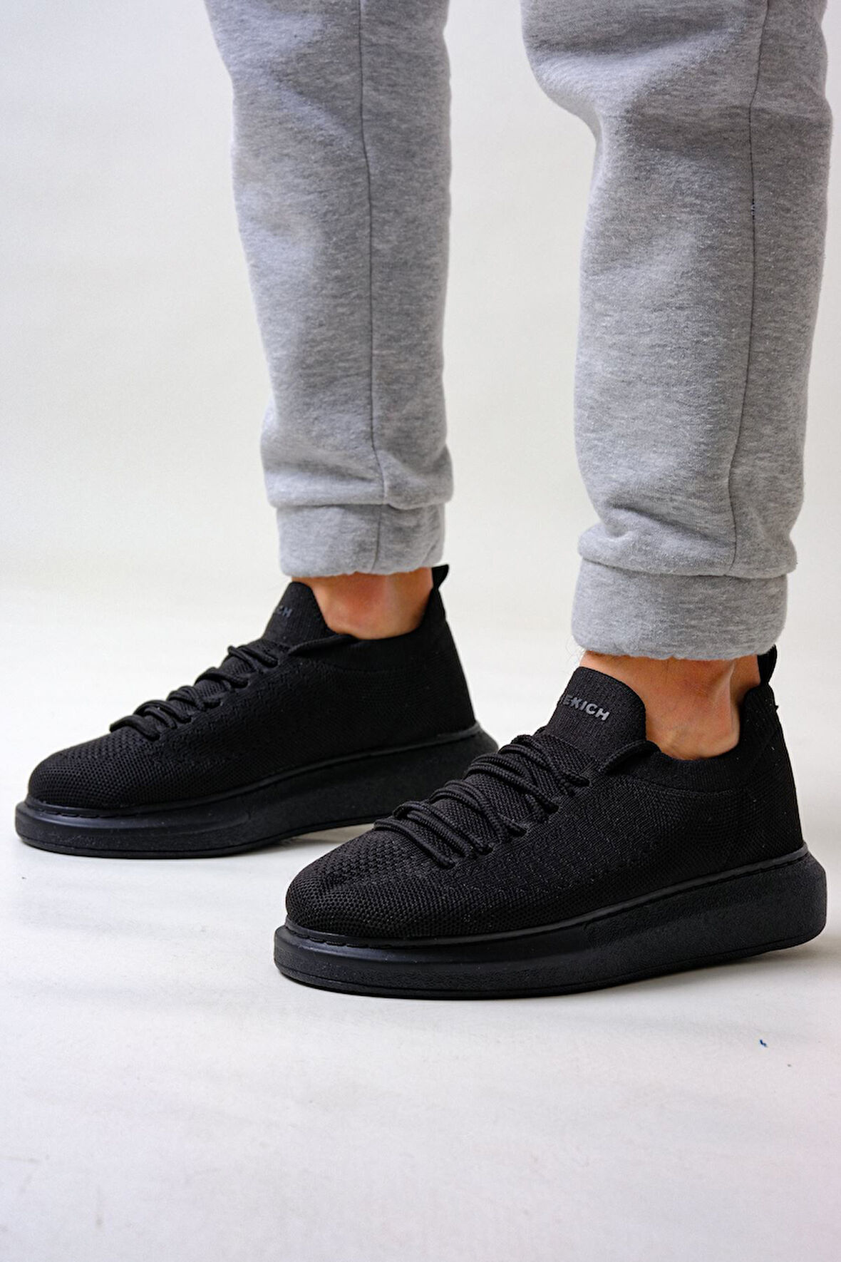 J307 Tricot Ortopedik Taban Günlük Triko Erkek Sneaker Spor Ayakkabı TST Siyah