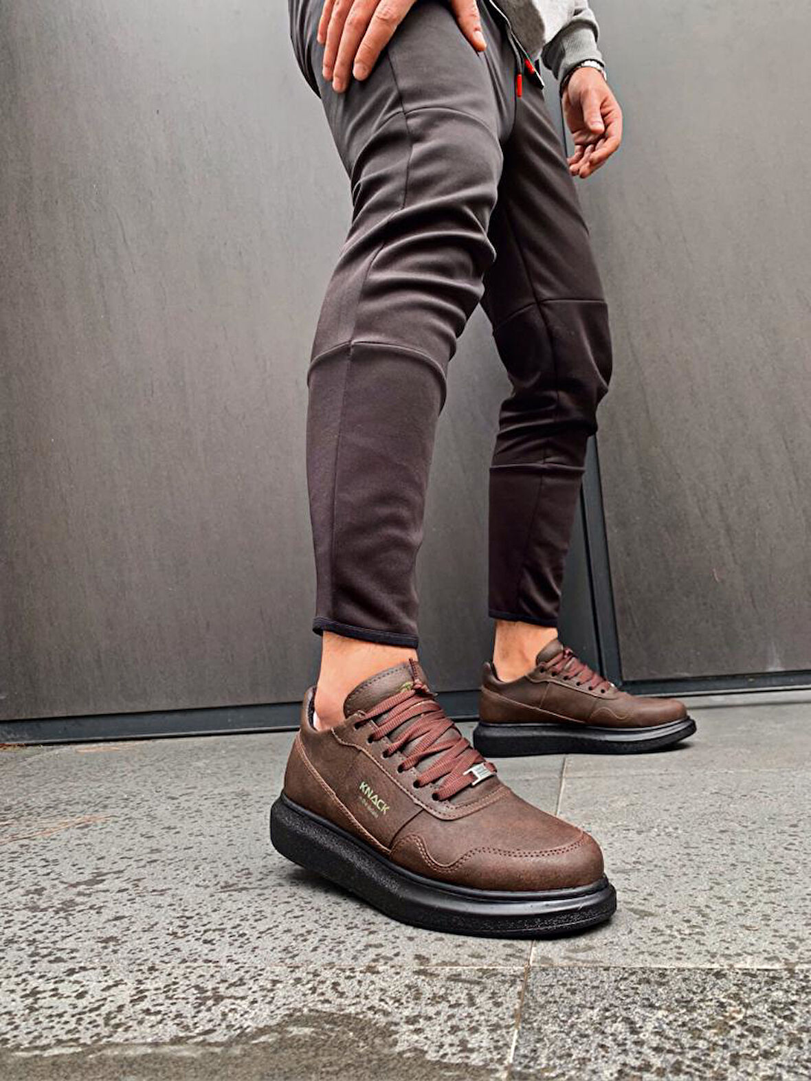 J040 Bağcıklı Ortopedik Taban Erkek Günlük Sneaker Spor Ayakkabı ST Kahverengi