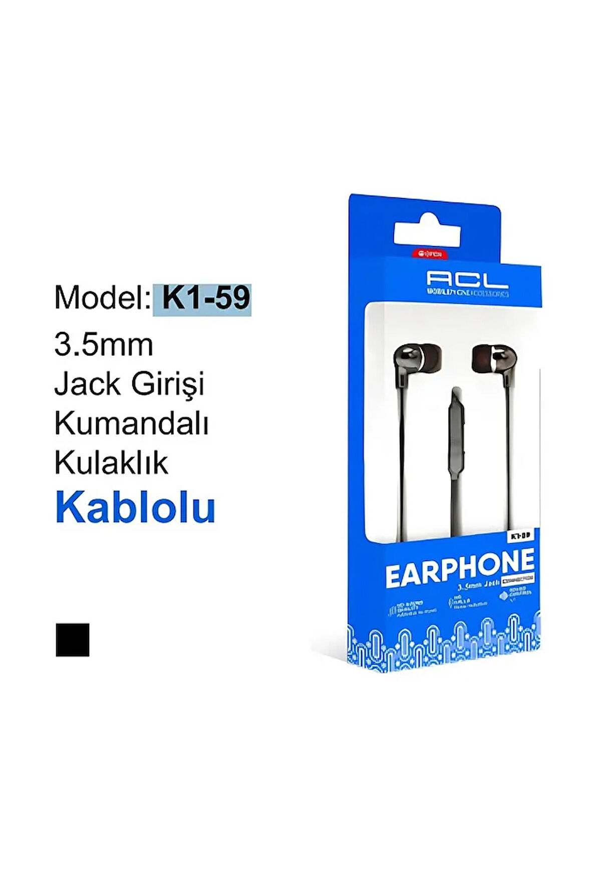 K1-59 3.5mm Jack Girişi Kumandalı Kulaklık