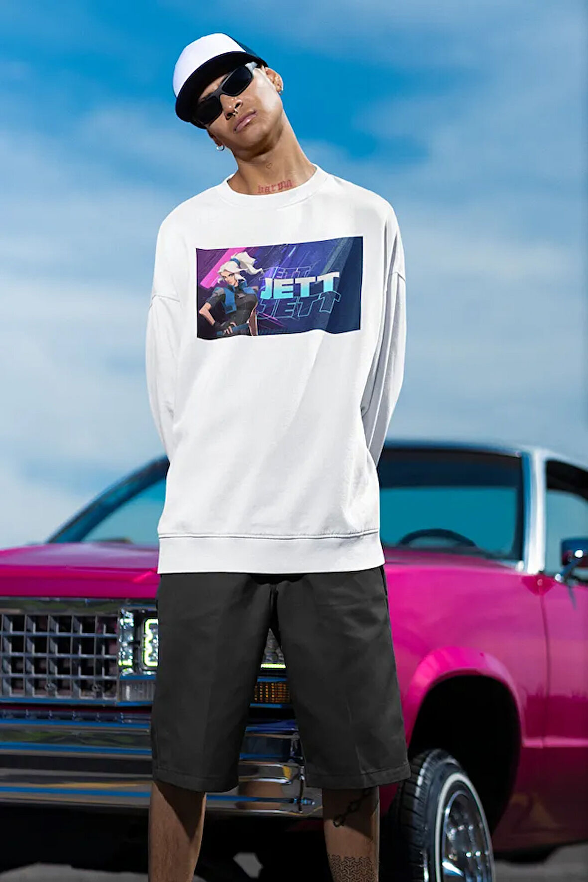 Jett Baskılı Unisex Oversize Valoorant Sweatshirt