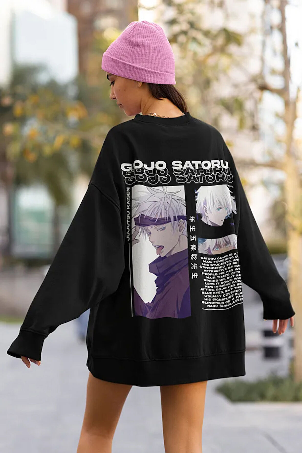Gojo Satoru Baskılı Unisex Oversize Anime Sweatshirt