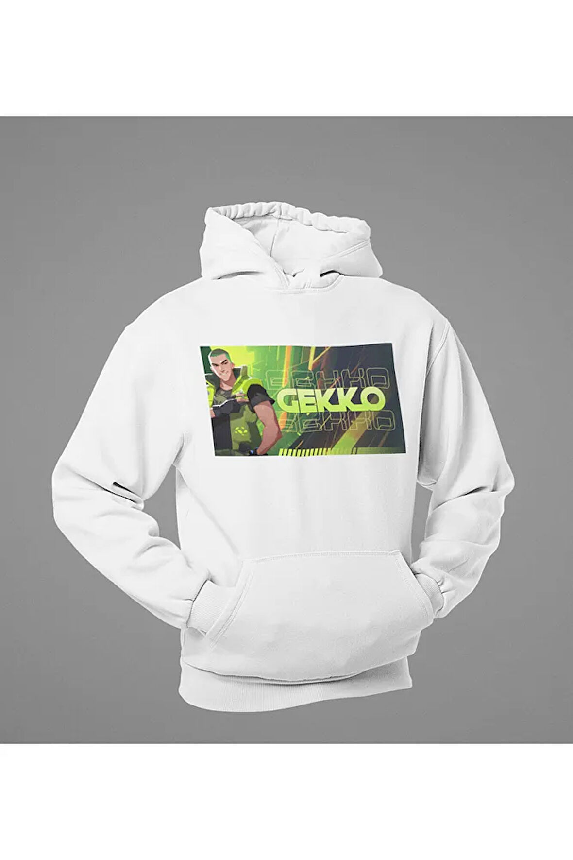 Gekko Baskılı Unisex Oversize Vallorant Hoodie